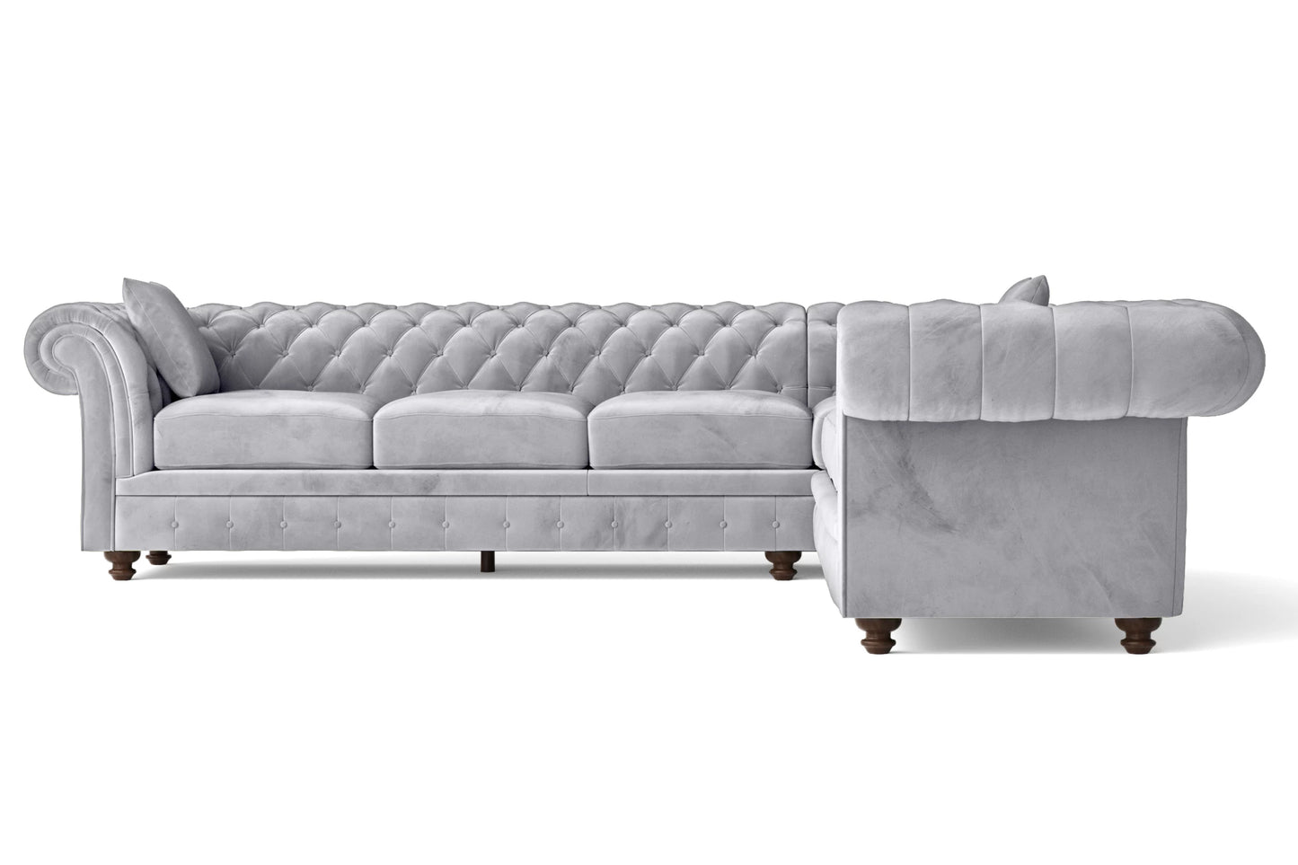 Pesaro 6 Seater Corner Sofa Silver Velvet