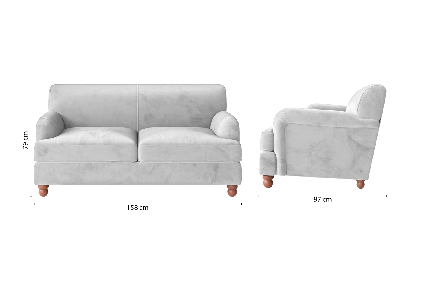 Pisa 2 Seater Sofa White Velvet