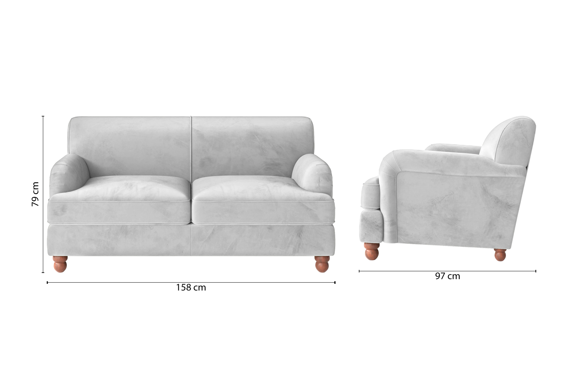 Pisa 2 Seater Sofa White Velvet