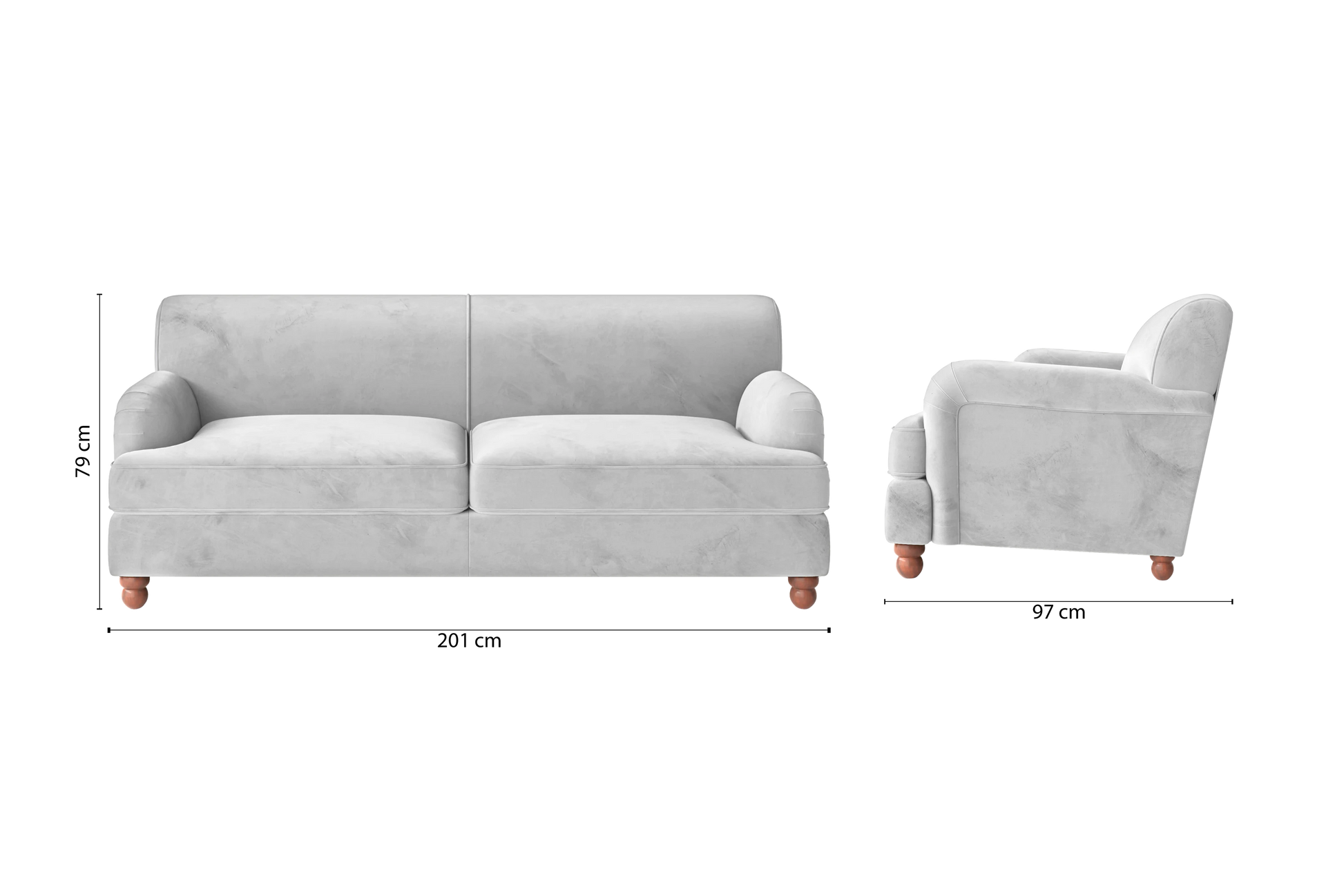 Pisa 3 Seater Sofa White Velvet