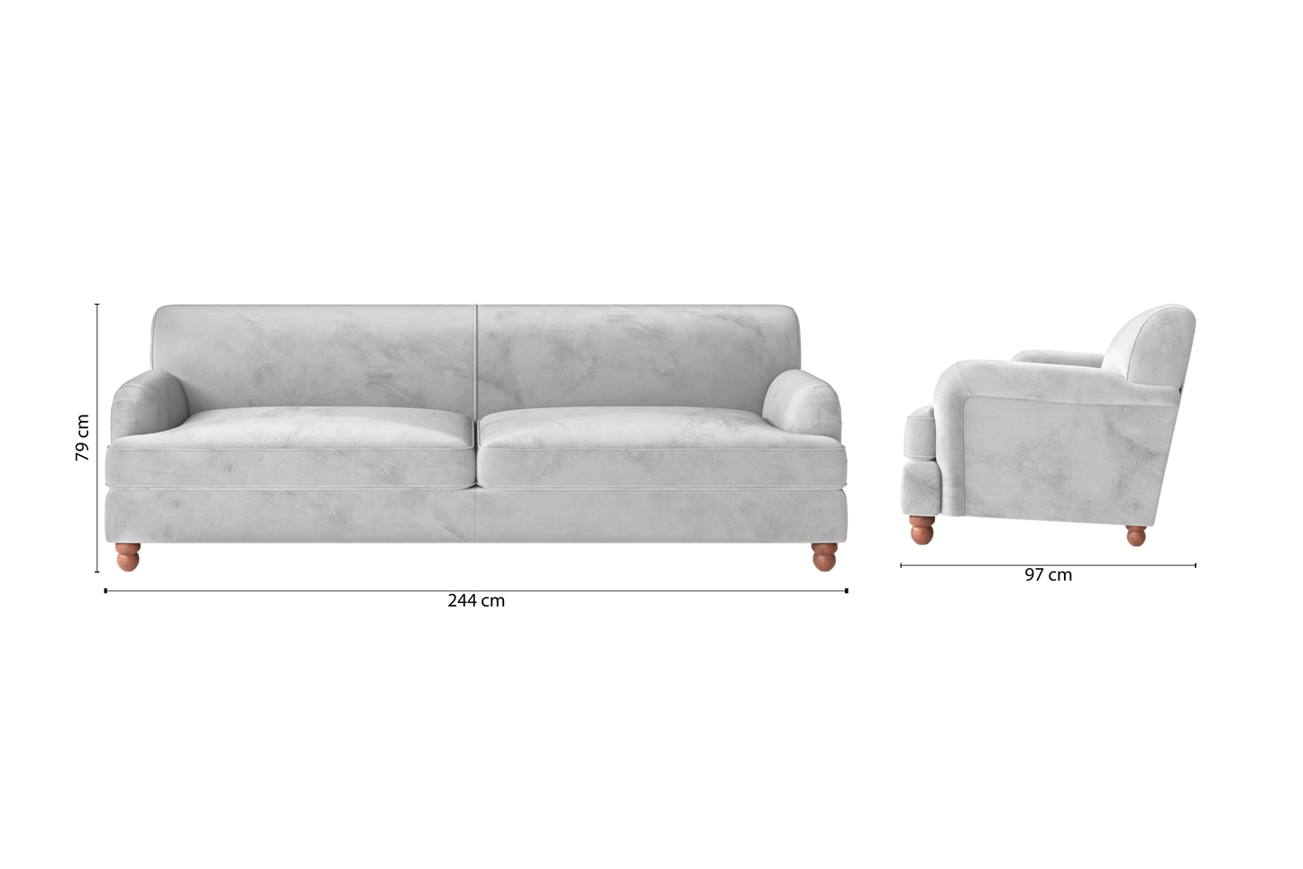 Pisa 4 Seater Sofa White Velvet