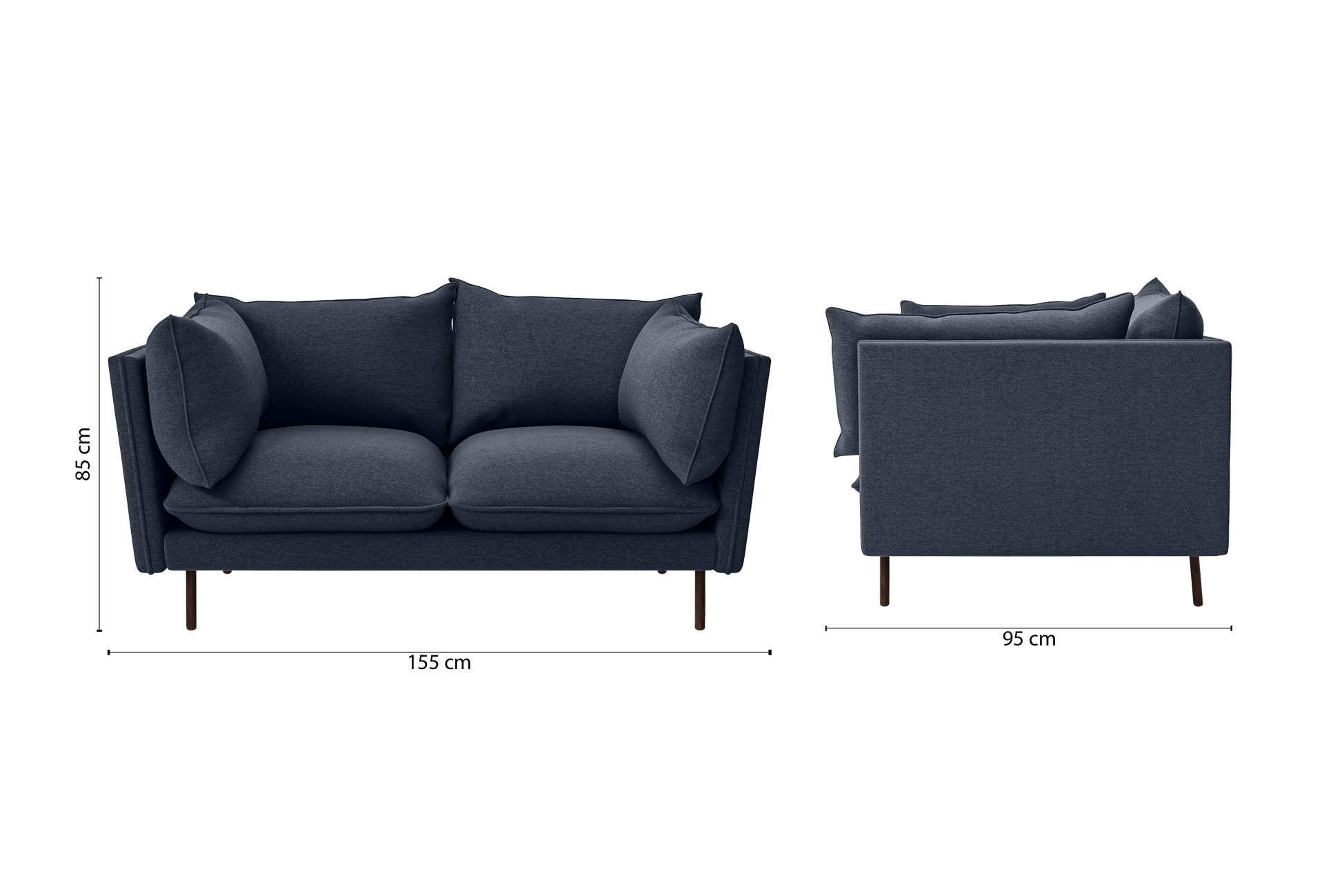 Pistoia 2 Seater Sofa Dark Blue Linen Fabric