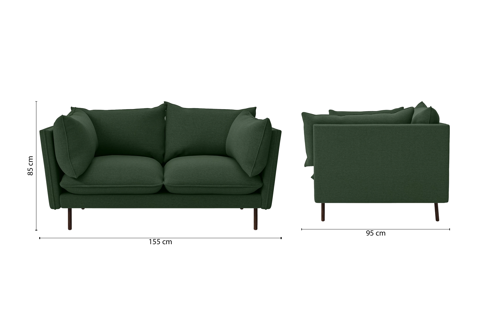 Pistoia 2 Seater Sofa Forest Green Linen Fabric