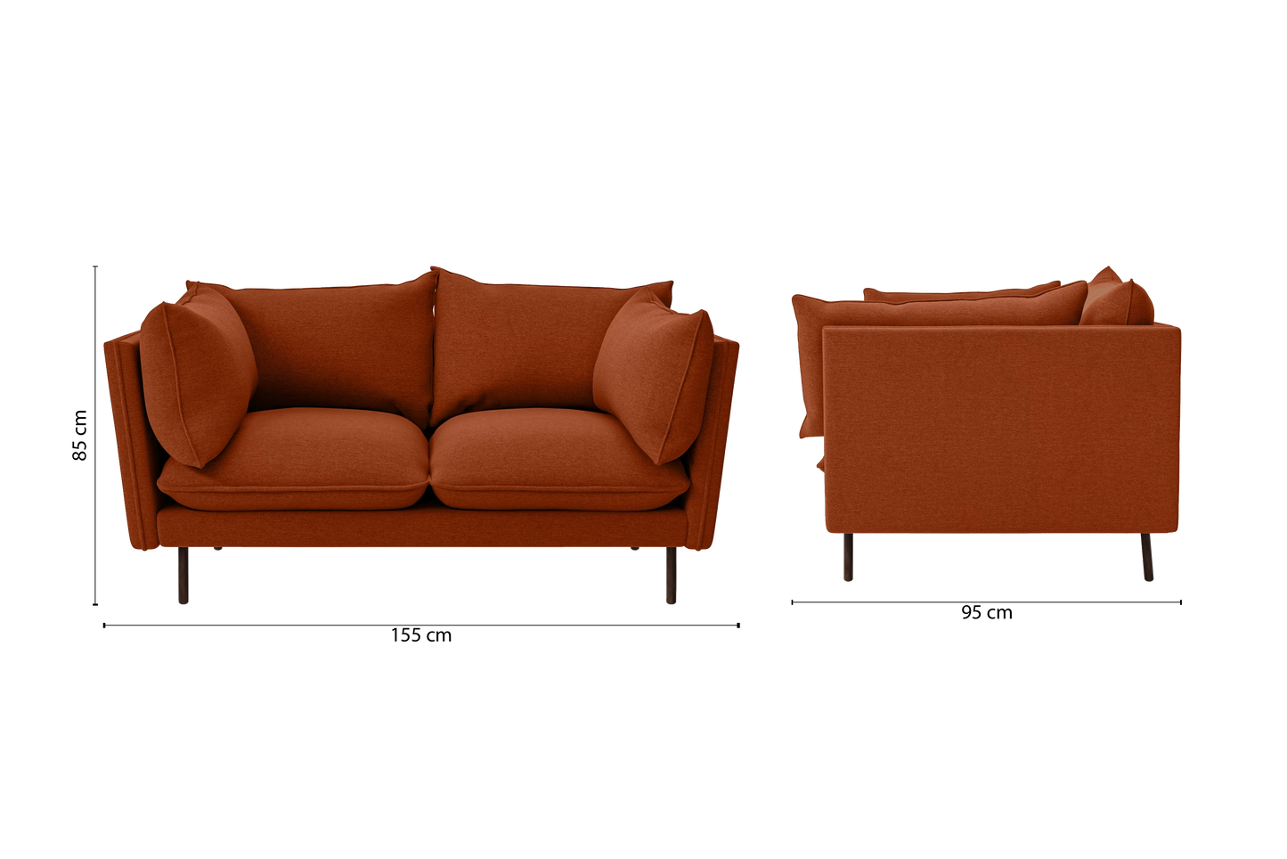 Pistoia 2 Seater Sofa Orange Linen Fabric