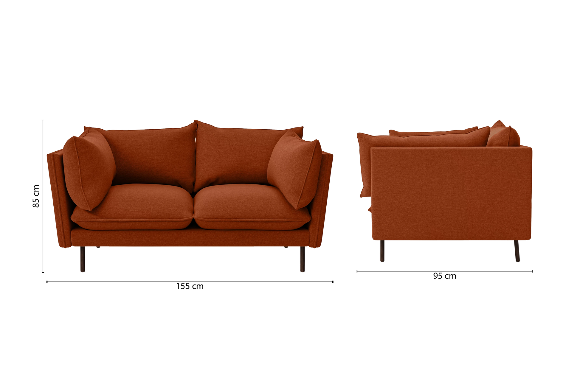 Pistoia 2 Seater Sofa Orange Linen Fabric