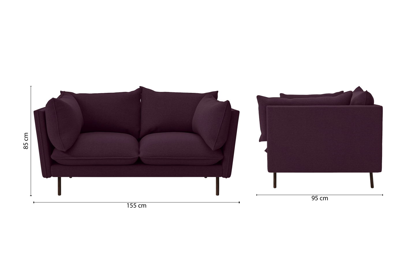 Pistoia 2 Seater Sofa Purple Linen Fabric