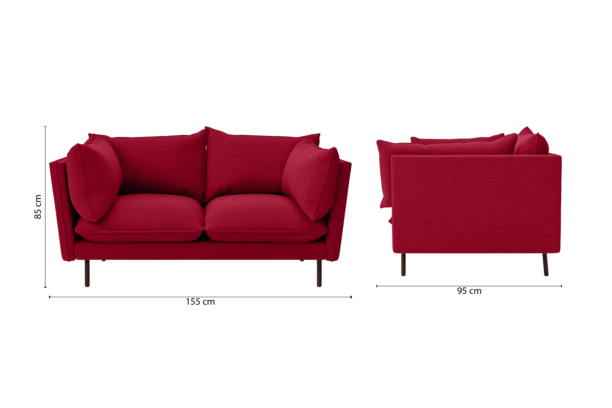 Pistoia 2 Seater Sofa Red Linen Fabric