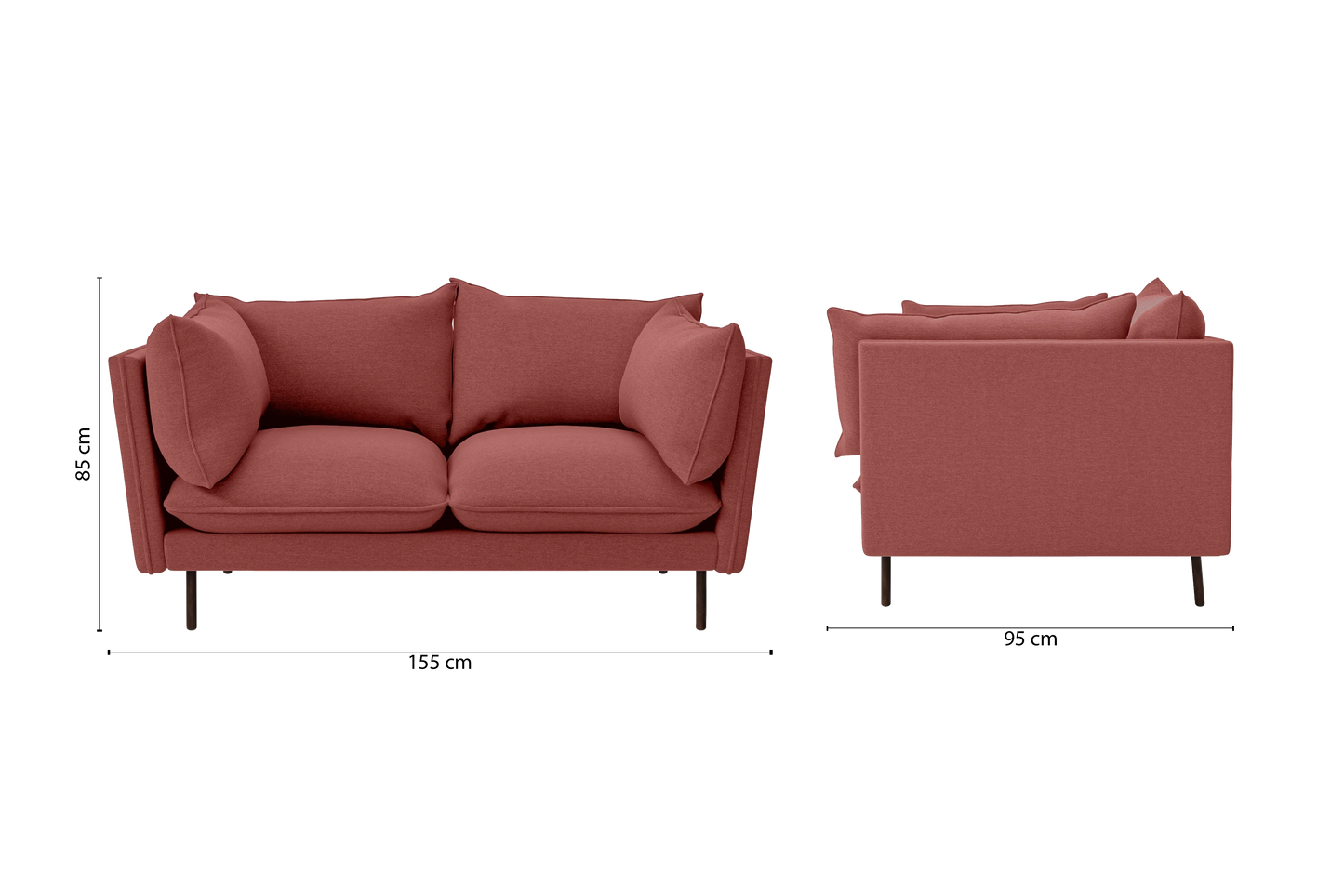 Pistoia 2 Seater Sofa Rose Pink Linen Fabric