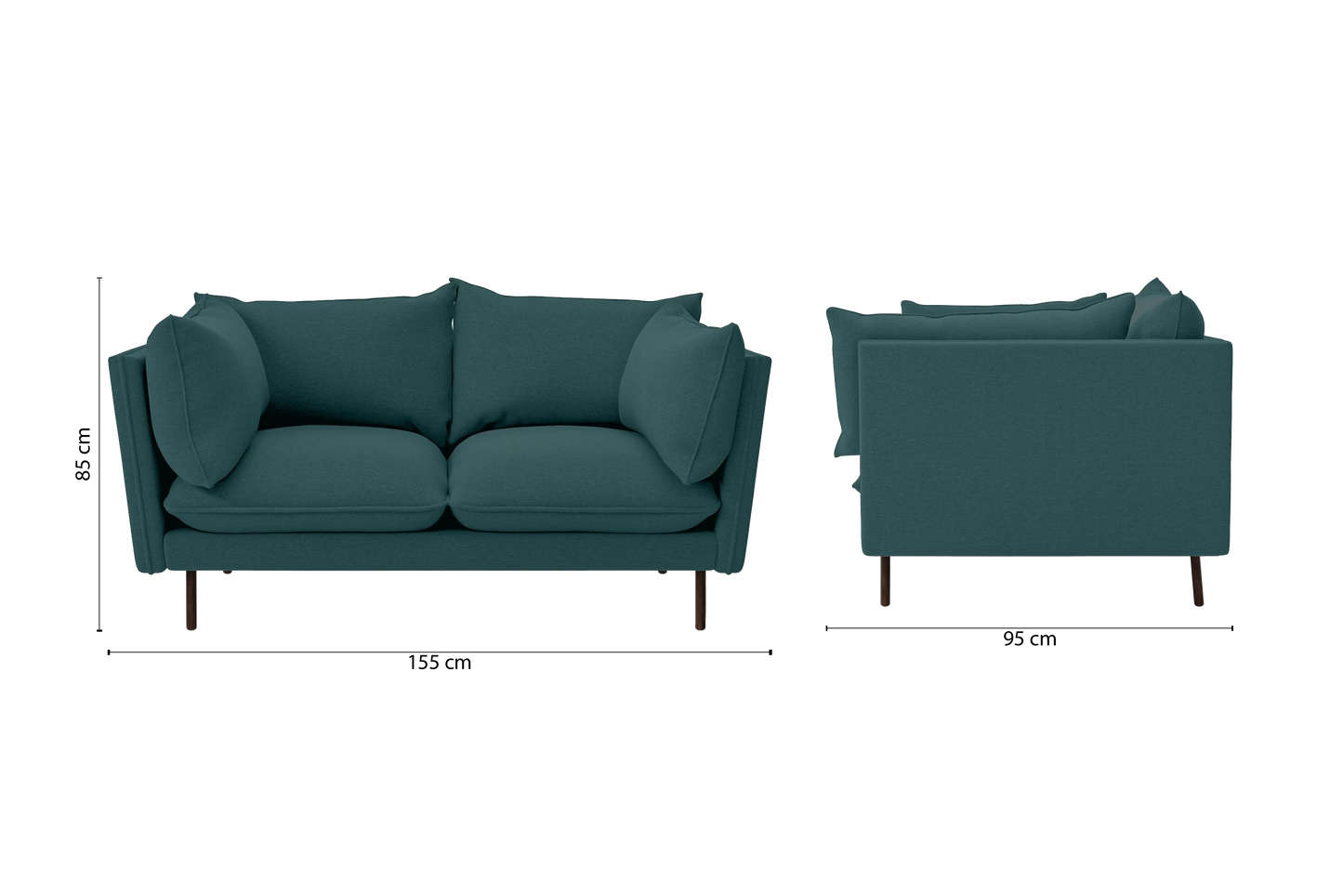 Pistoia 2 Seater Sofa Teal Linen Fabric