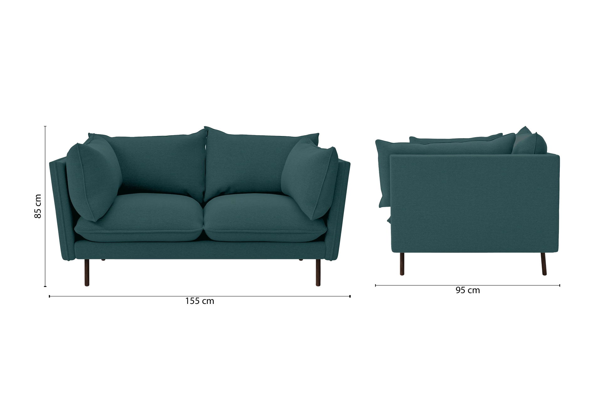 Pistoia 2 Seater Sofa Teal Linen Fabric