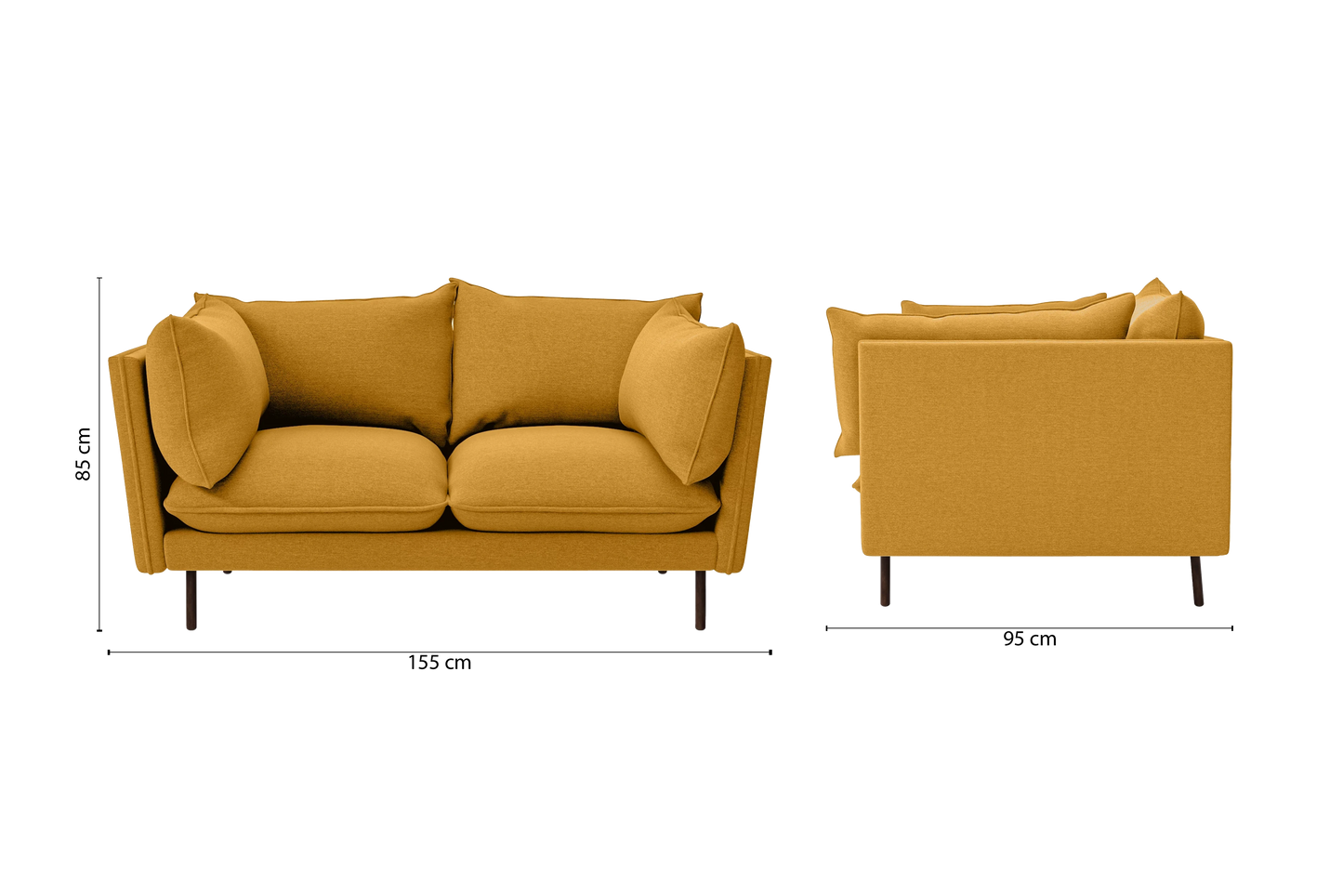 Pistoia 2 Seater Sofa Yellow Linen Fabric