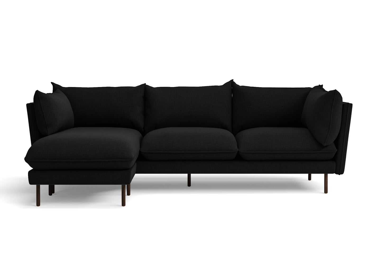 Pistoia 3 Seater Left Hand Facing Chaise Lounge Corner Sofa Black Linen Fabric