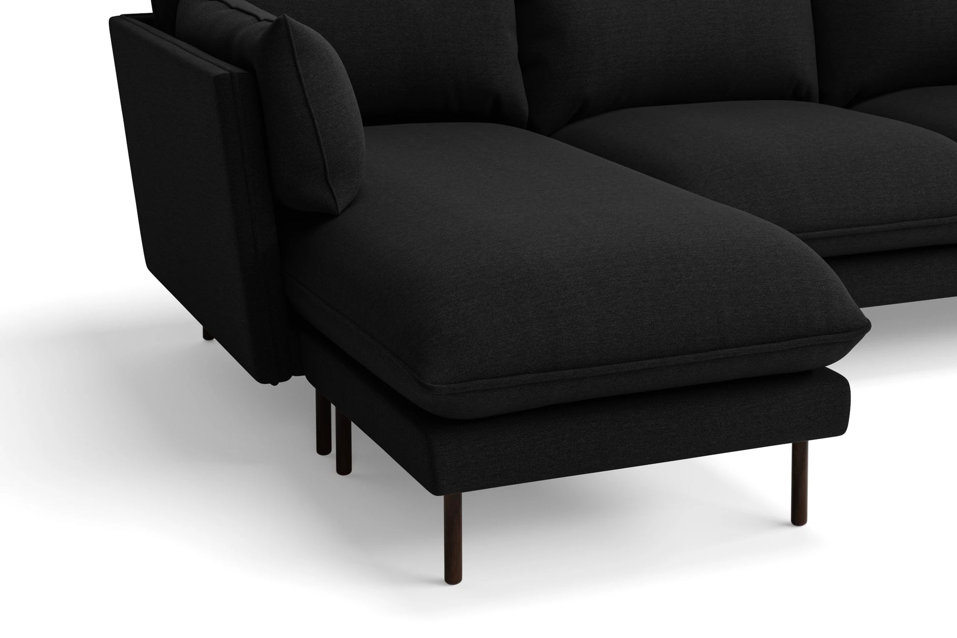 Pistoia 3 Seater Left Hand Facing Chaise Lounge Corner Sofa Black Linen Fabric