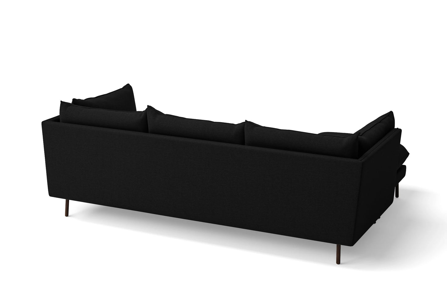 Pistoia 3 Seater Left Hand Facing Chaise Lounge Corner Sofa Black Linen Fabric