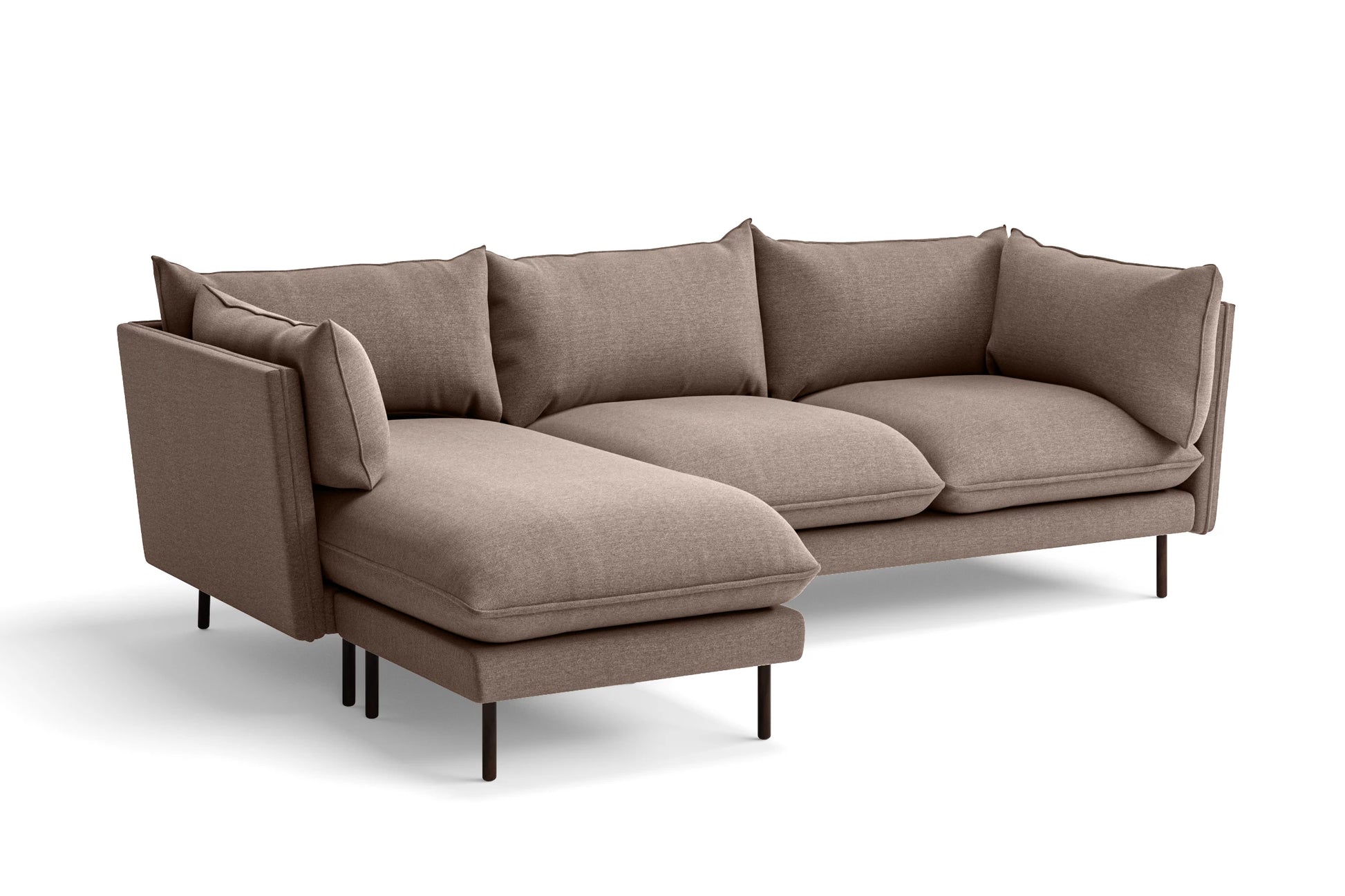 Pistoia 3 Seater Left Hand Facing Chaise Lounge Corner Sofa Caramel Linen Fabric