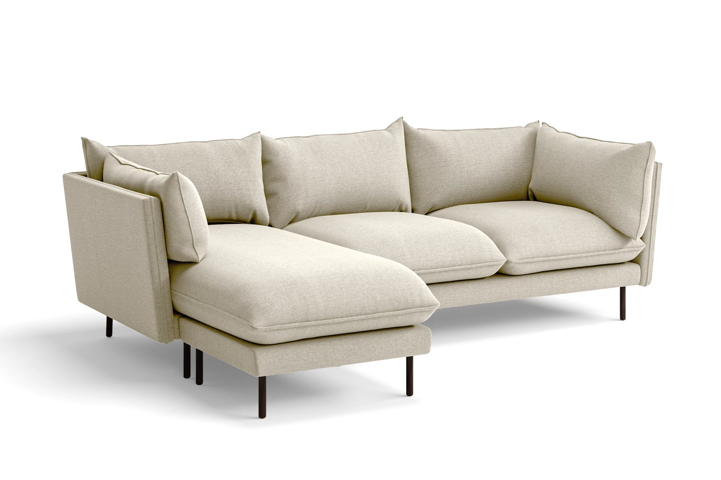 Pistoia 3 Seater Left Hand Facing Chaise Lounge Corner Sofa Cream Linen Fabric