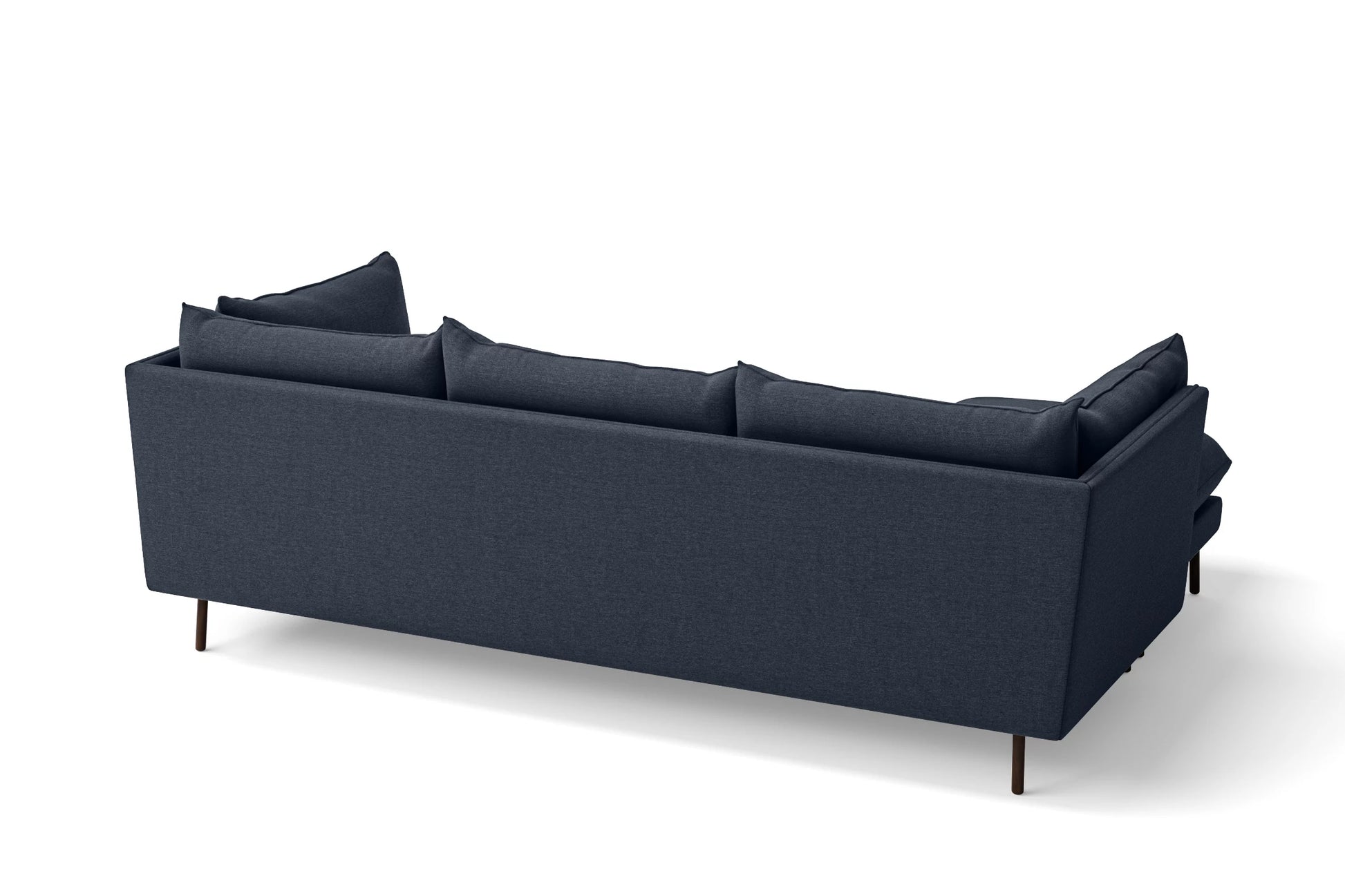 Pistoia 3 Seater Left Hand Facing Chaise Lounge Corner Sofa Dark Blue Linen Fabric