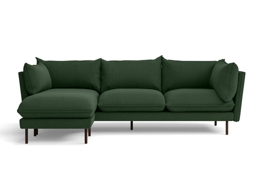 Pistoia 3 Seater Left Hand Facing Chaise Lounge Corner Sofa Forest Green Linen Fabric