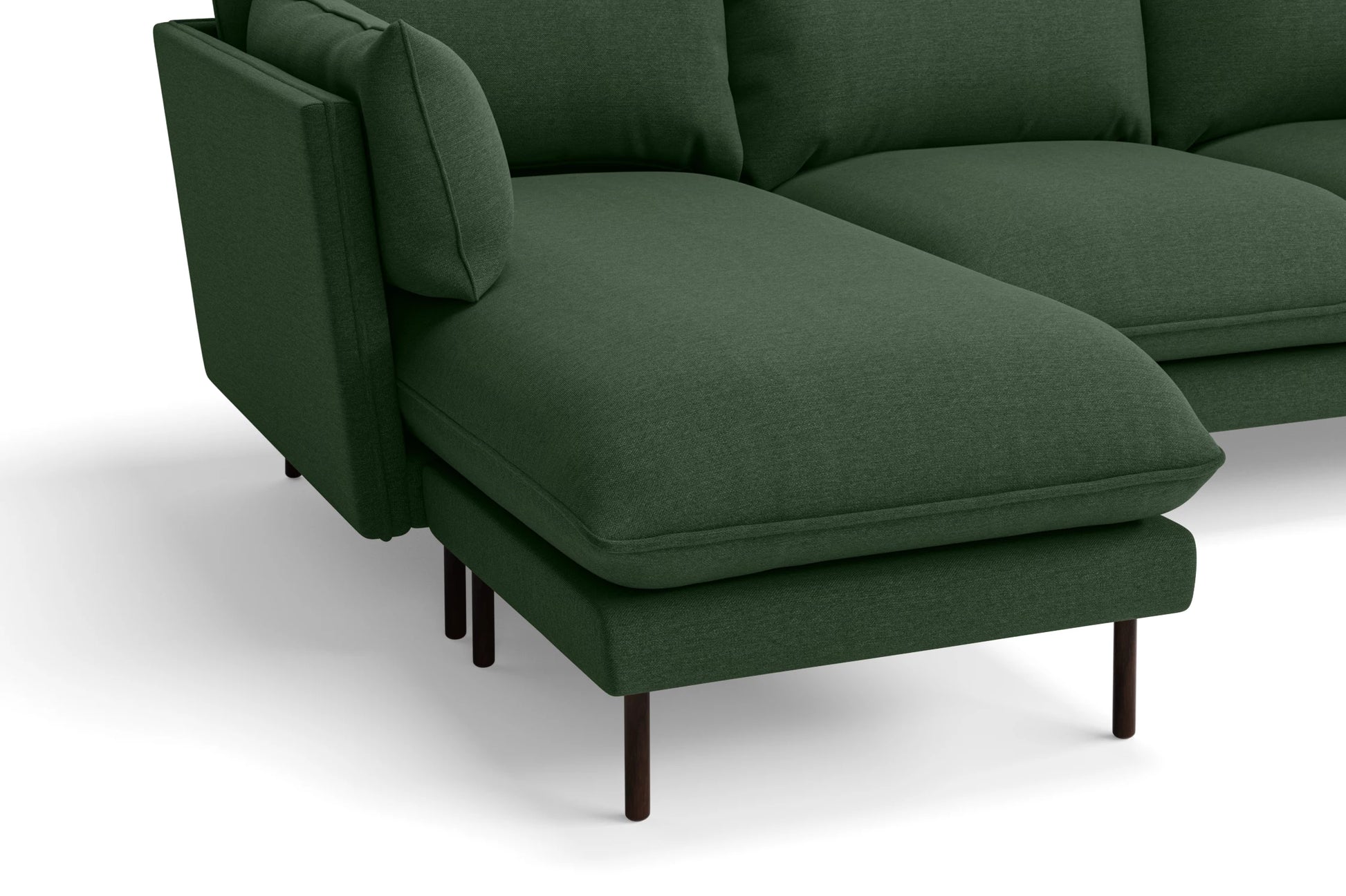 Pistoia 3 Seater Left Hand Facing Chaise Lounge Corner Sofa Forest Green Linen Fabric