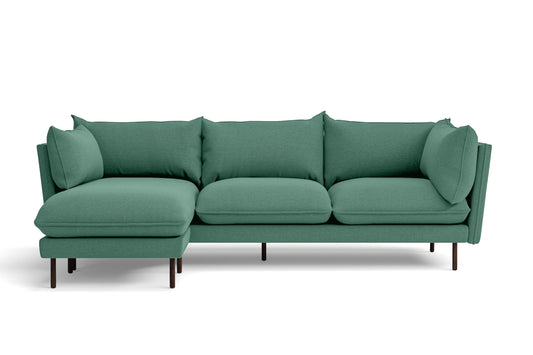 Pistoia 3 Seater Left Hand Facing Chaise Lounge Corner Sofa Mint Green Linen Fabric