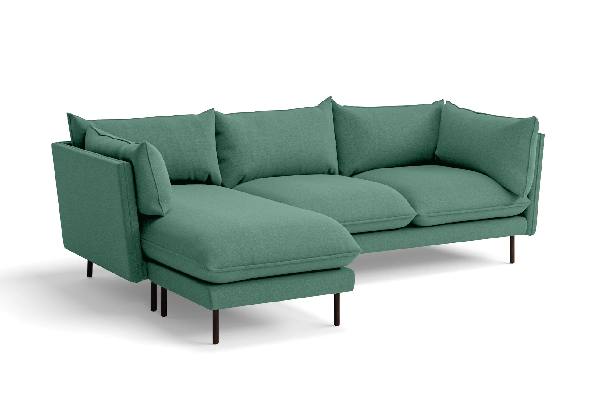 Pistoia 3 Seater Left Hand Facing Chaise Lounge Corner Sofa Mint Green Linen Fabric