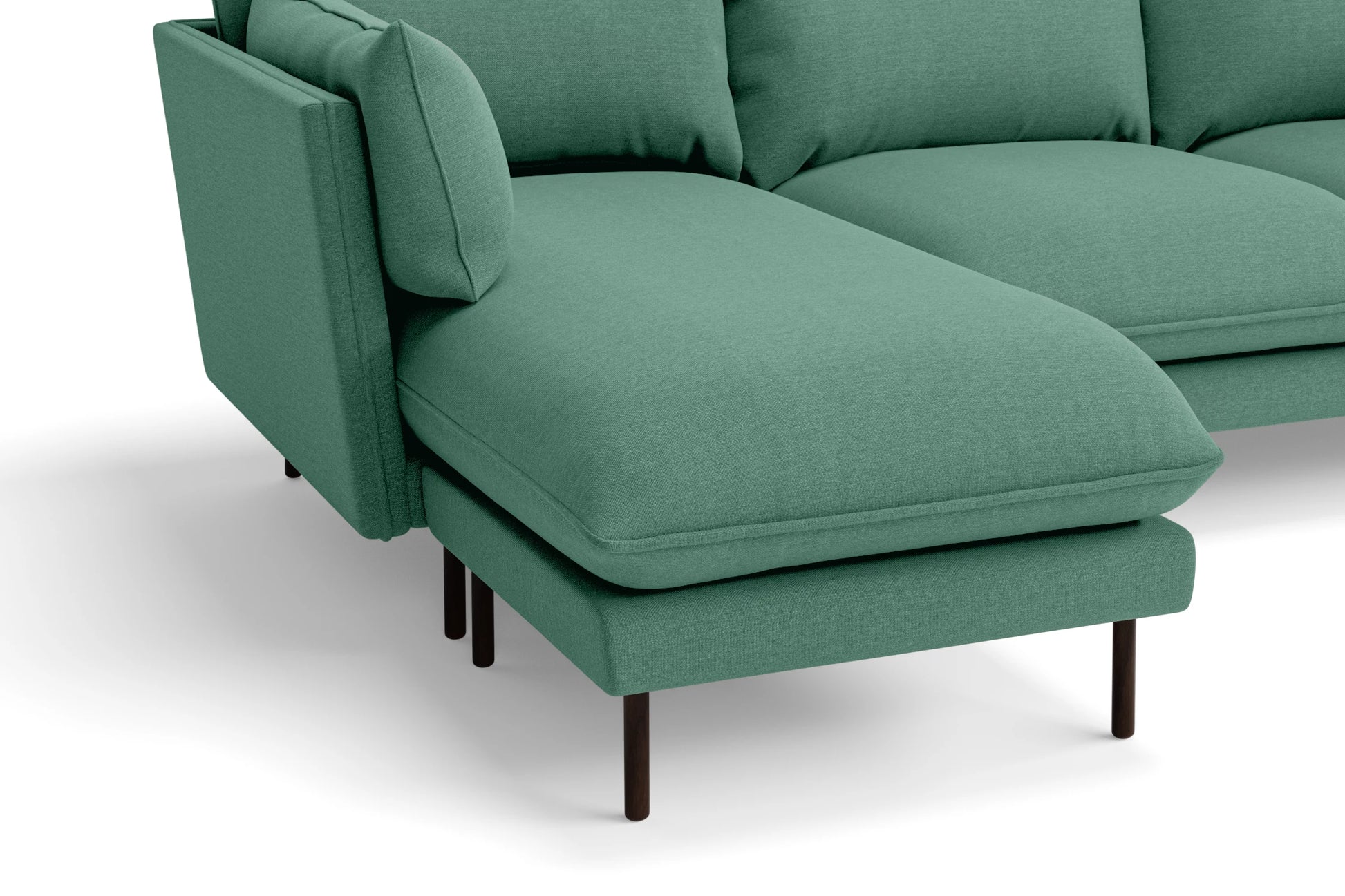 Pistoia 3 Seater Left Hand Facing Chaise Lounge Corner Sofa Mint Green Linen Fabric