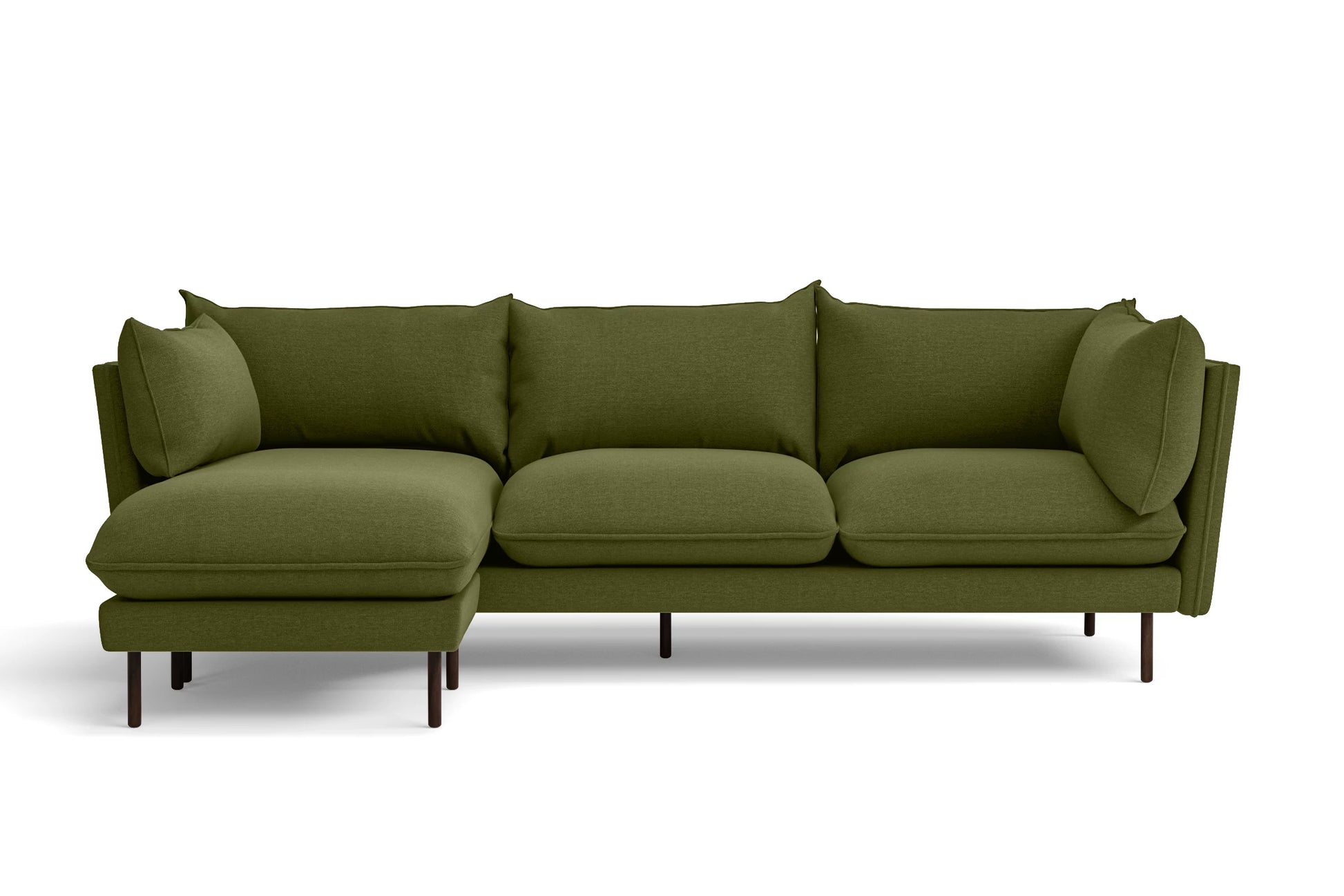 Pistoia 3 Seater Left Hand Facing Chaise Lounge Corner Sofa Olive Linen Fabric