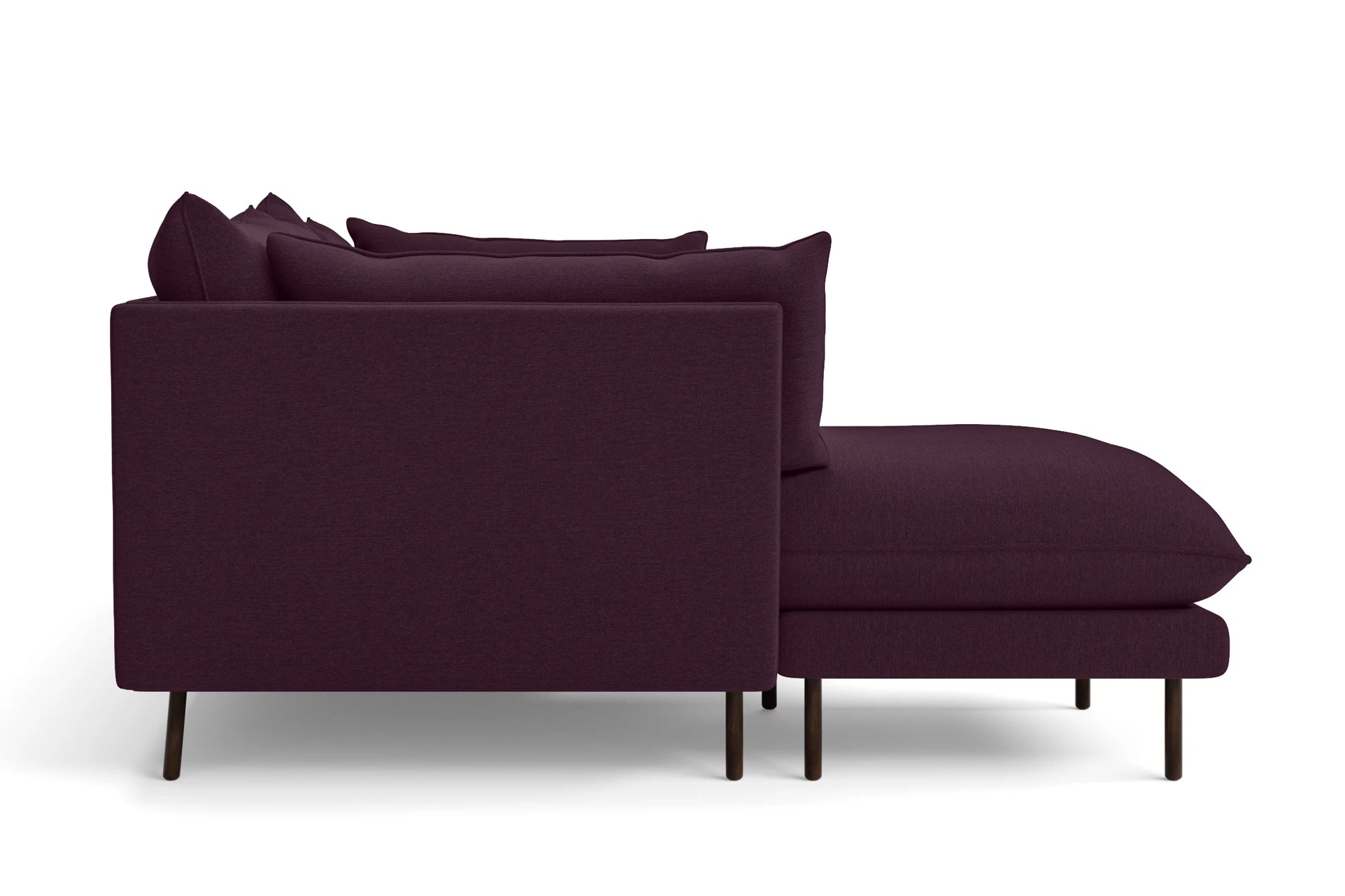 Pistoia 3 Seater Left Hand Facing Chaise Lounge Corner Sofa Purple Linen Fabric