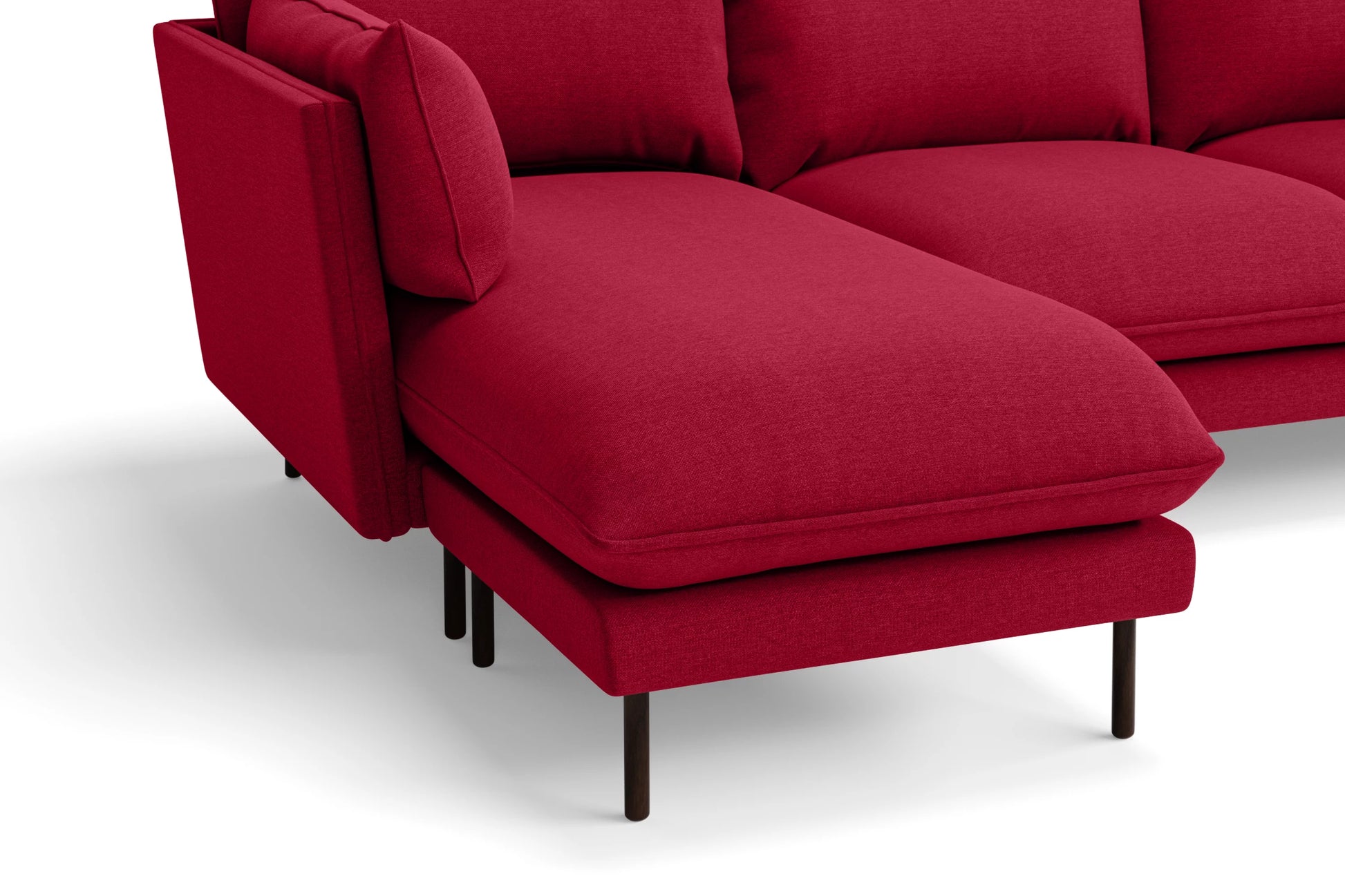 Pistoia 3 Seater Left Hand Facing Chaise Lounge Corner Sofa Red Linen Fabric