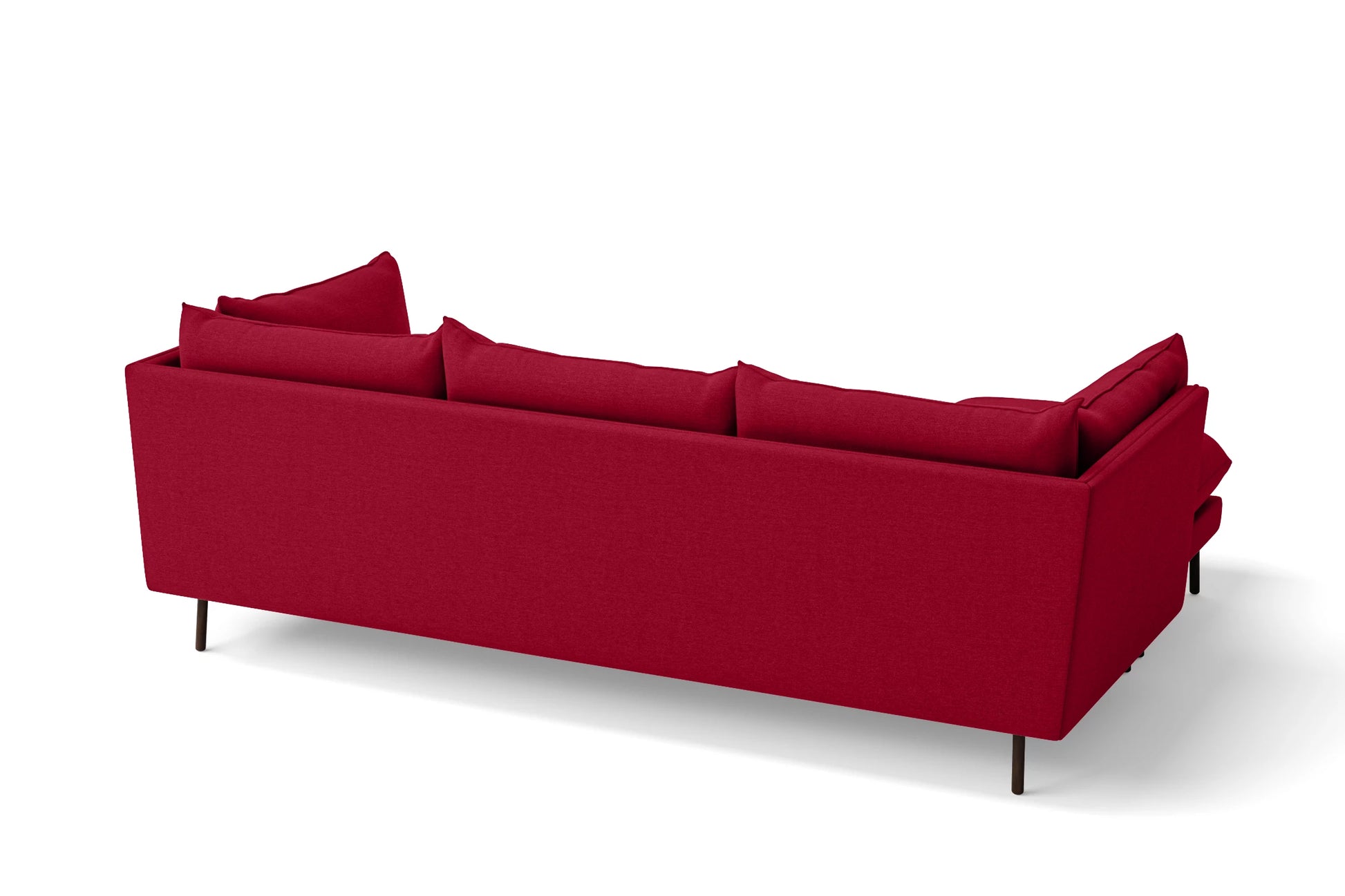 Pistoia 3 Seater Left Hand Facing Chaise Lounge Corner Sofa Red Linen Fabric