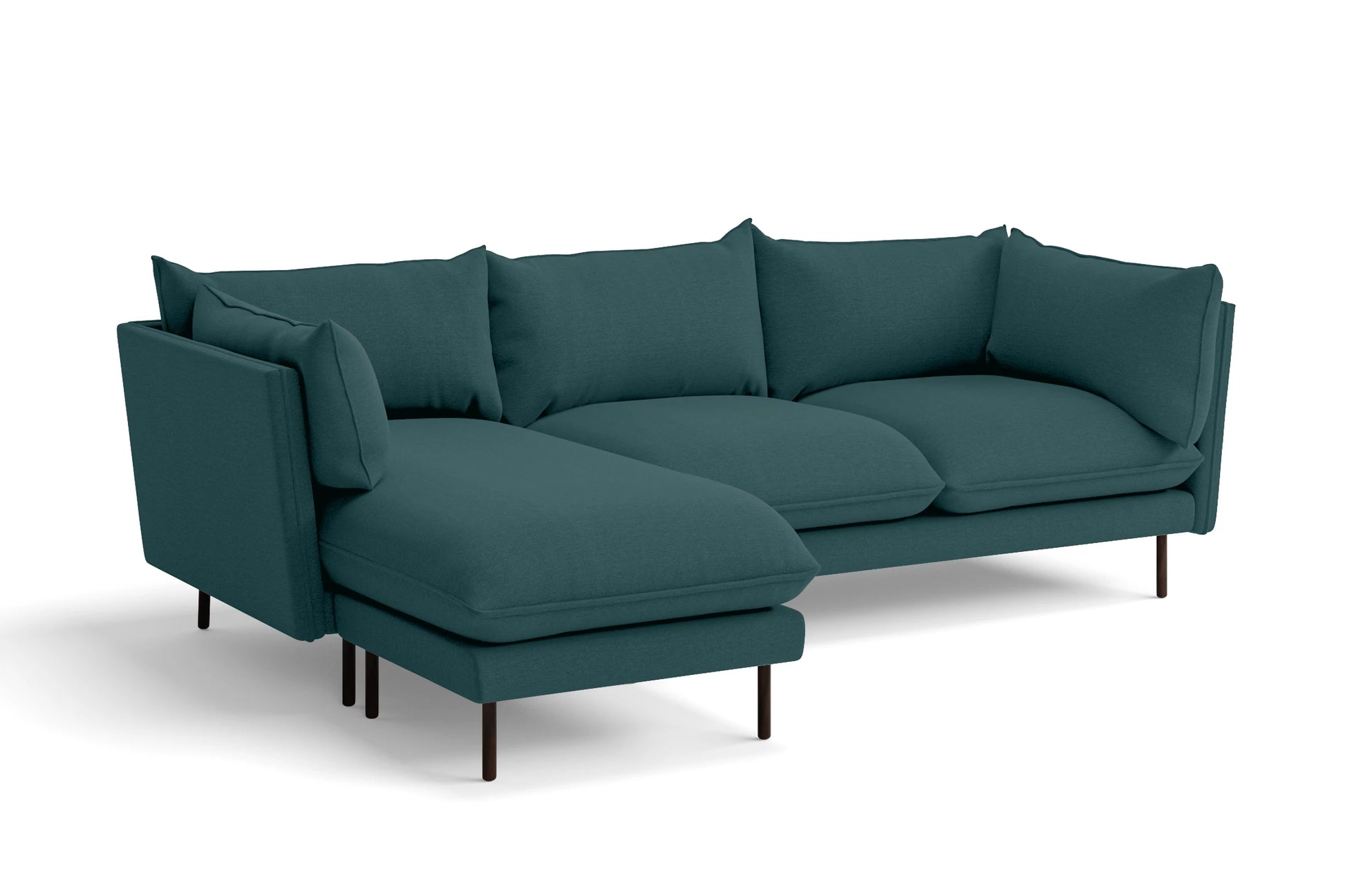 Pistoia 3 Seater Left Hand Facing Chaise Lounge Corner Sofa Teal Linen Fabric