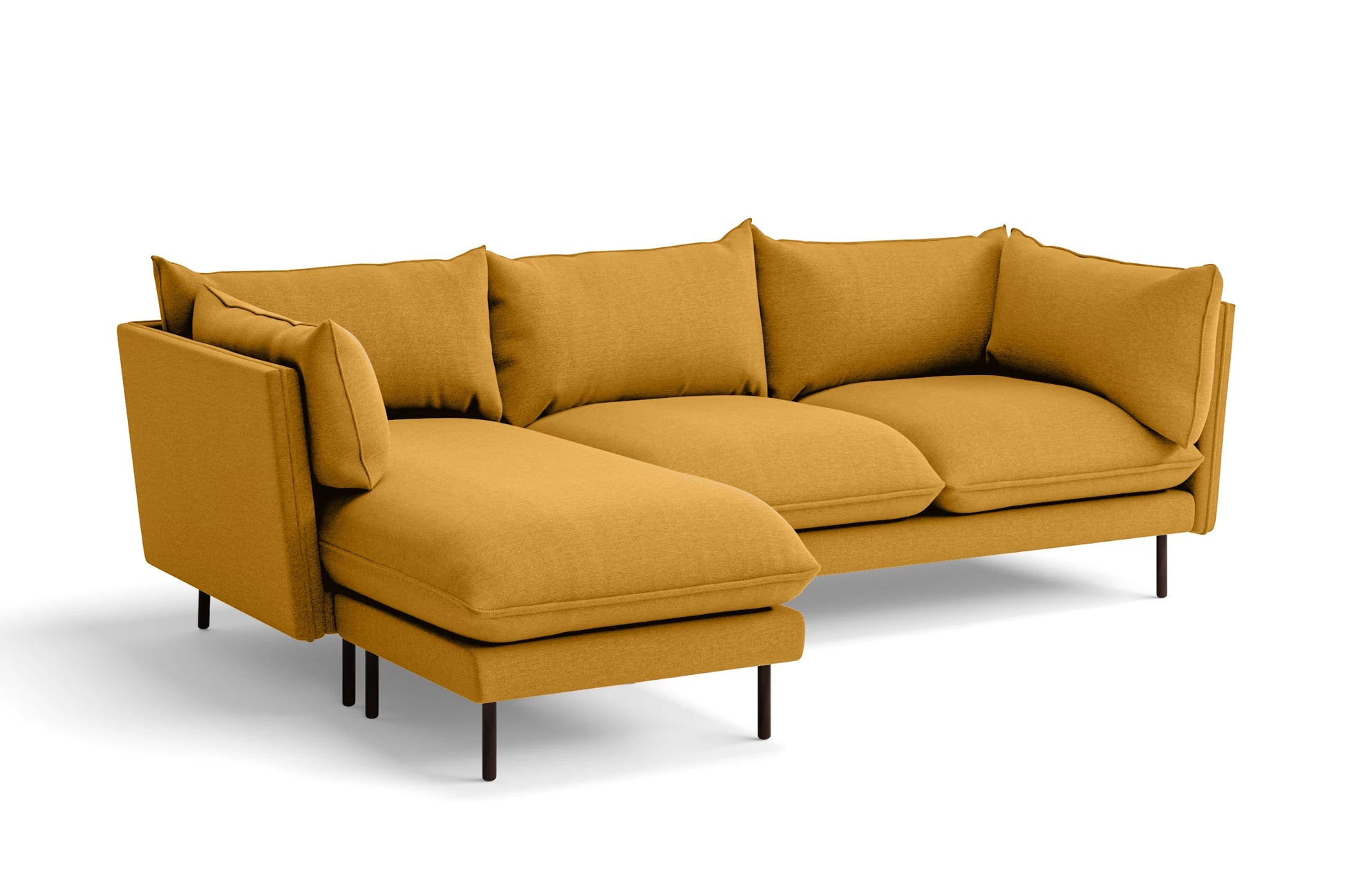 Pistoia 3 Seater Left Hand Facing Chaise Lounge Corner Sofa Yellow Linen Fabric