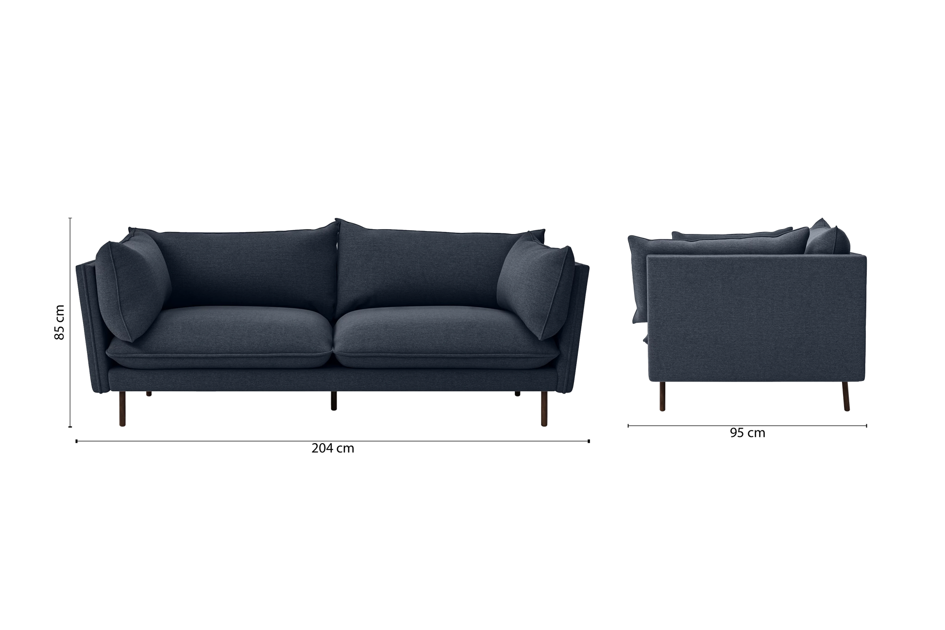 Pistoia 3 Seater Sofa Dark Blue Linen Fabric