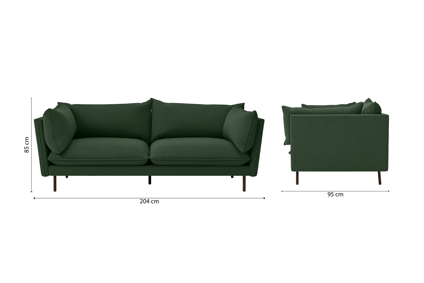 Pistoia 3 Seater Sofa Forest Green Linen Fabric