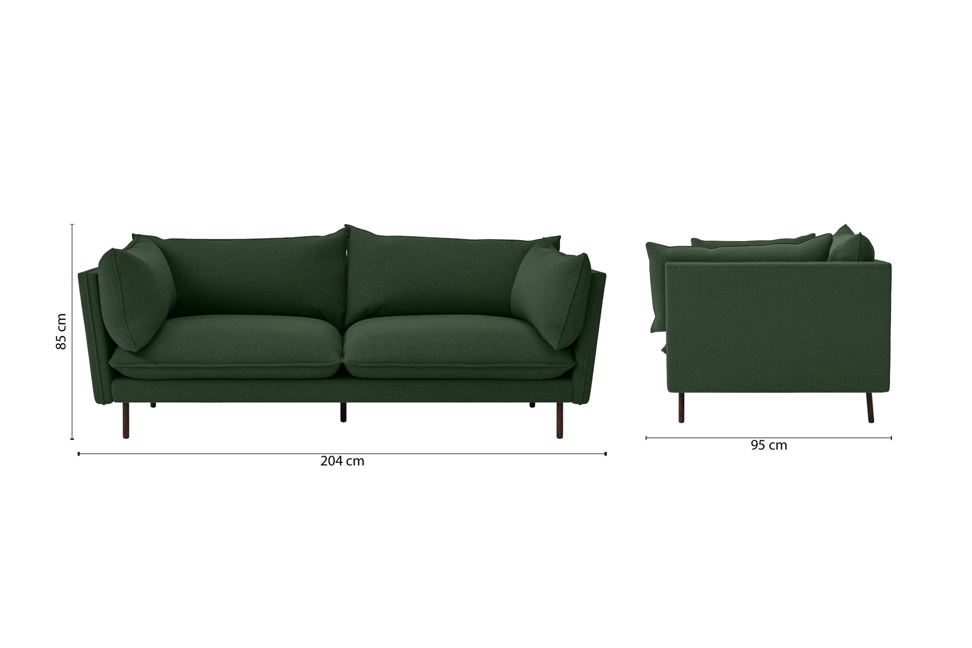 Pistoia 3 Seater Sofa Forest Green Linen Fabric