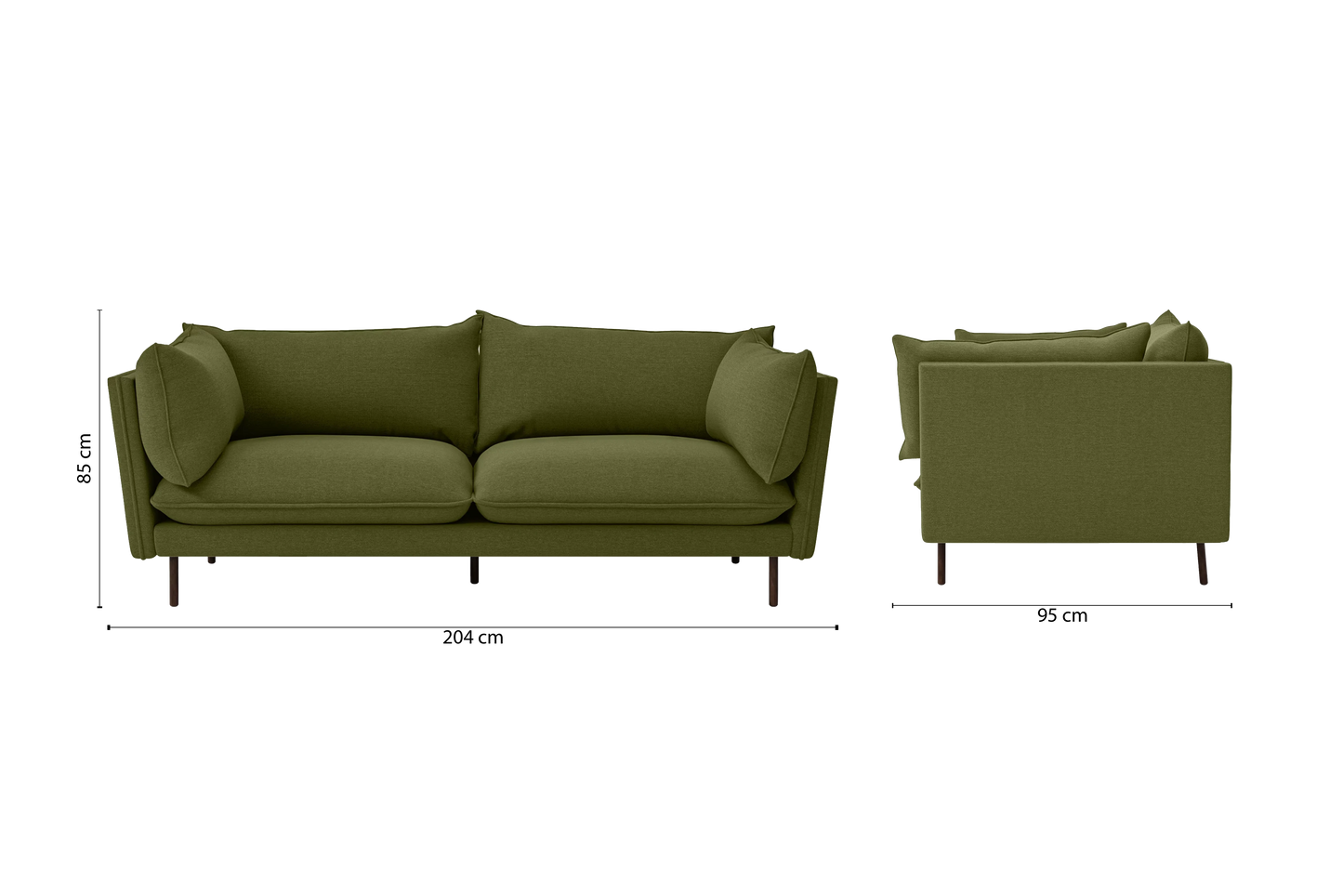 Pistoia 3 Seater Sofa Olive Linen Fabric