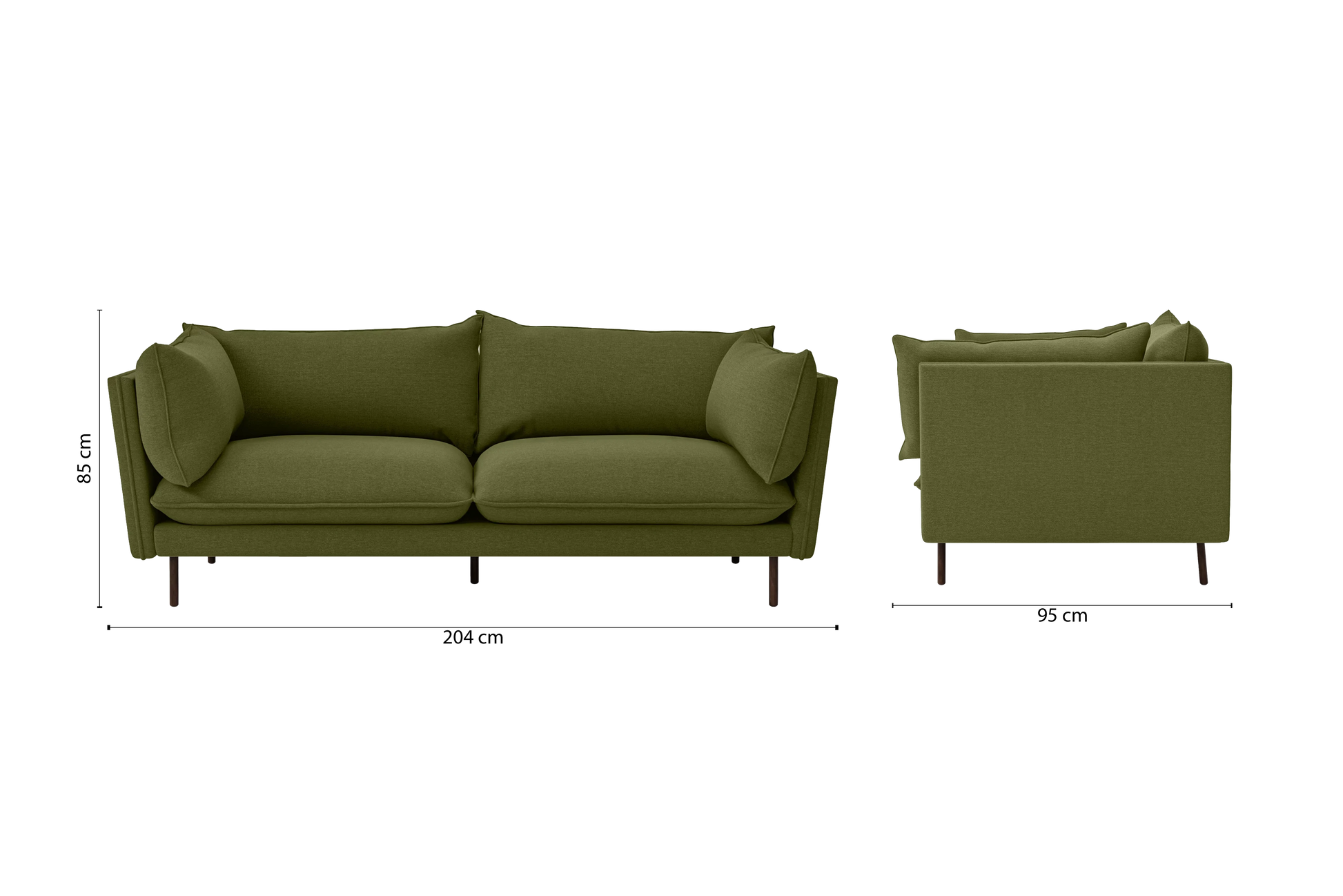 Pistoia 3 Seater Sofa Olive Linen Fabric