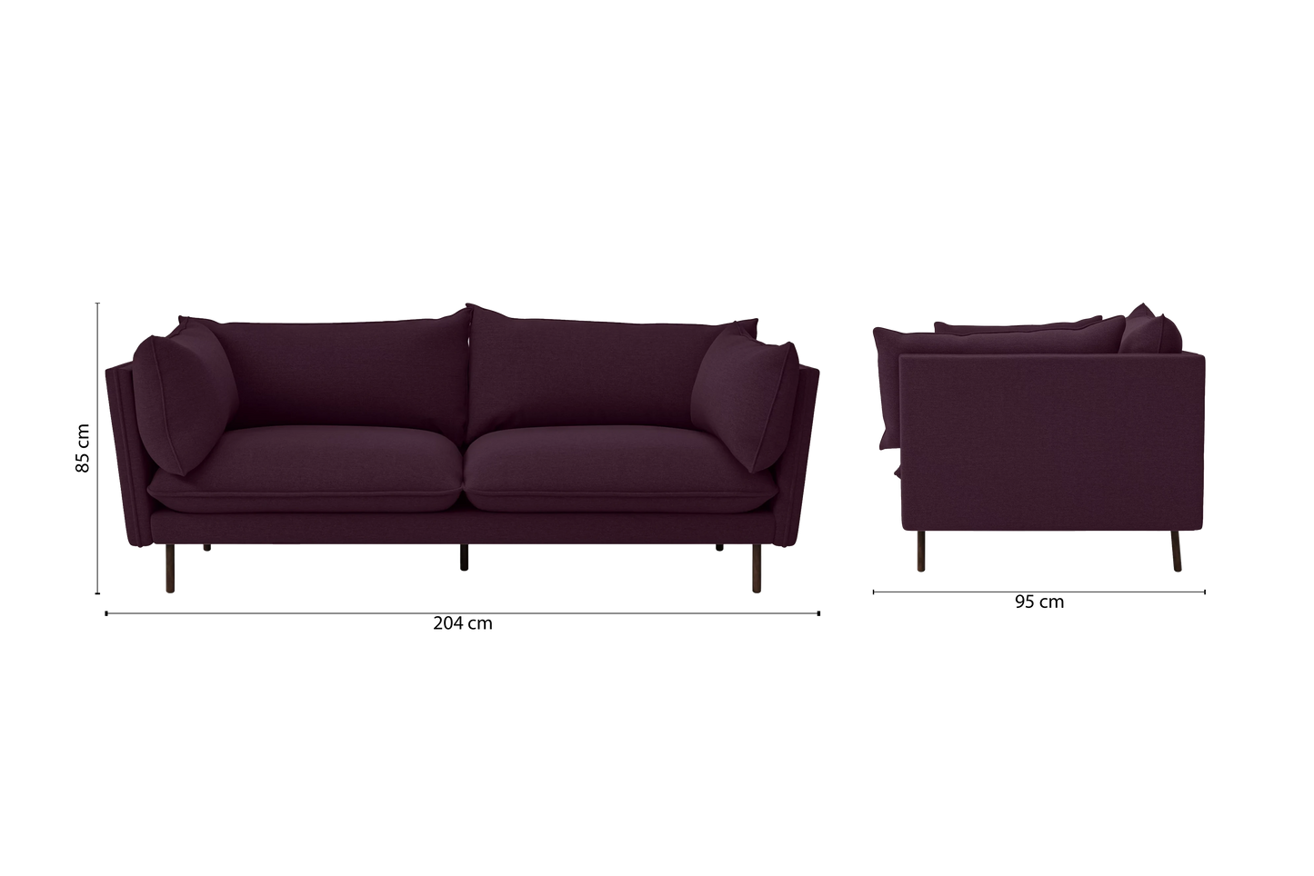 Pistoia 3 Seater Sofa Purple Linen Fabric