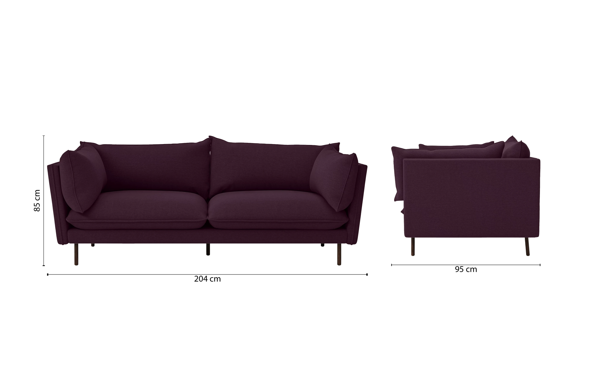 Pistoia 3 Seater Sofa Purple Linen Fabric