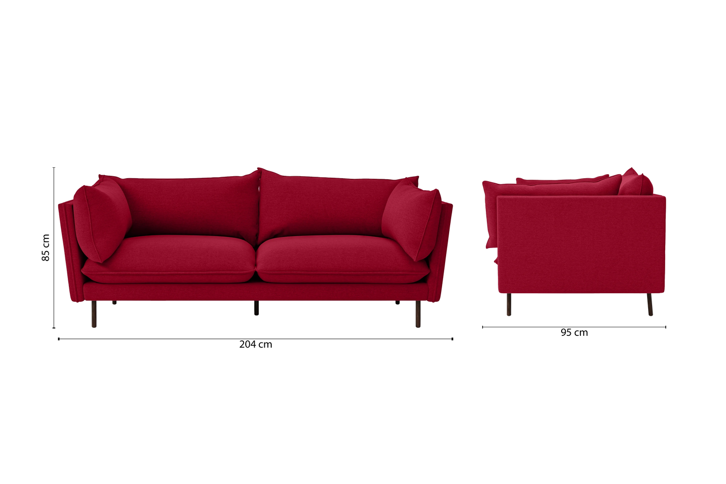 Pistoia 3 Seater Sofa Red Linen Fabric