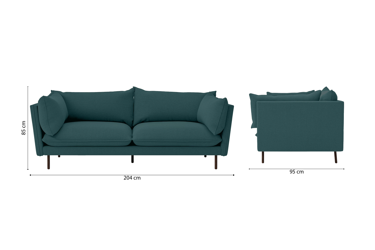 Pistoia 3 Seater Sofa Teal Linen Fabric