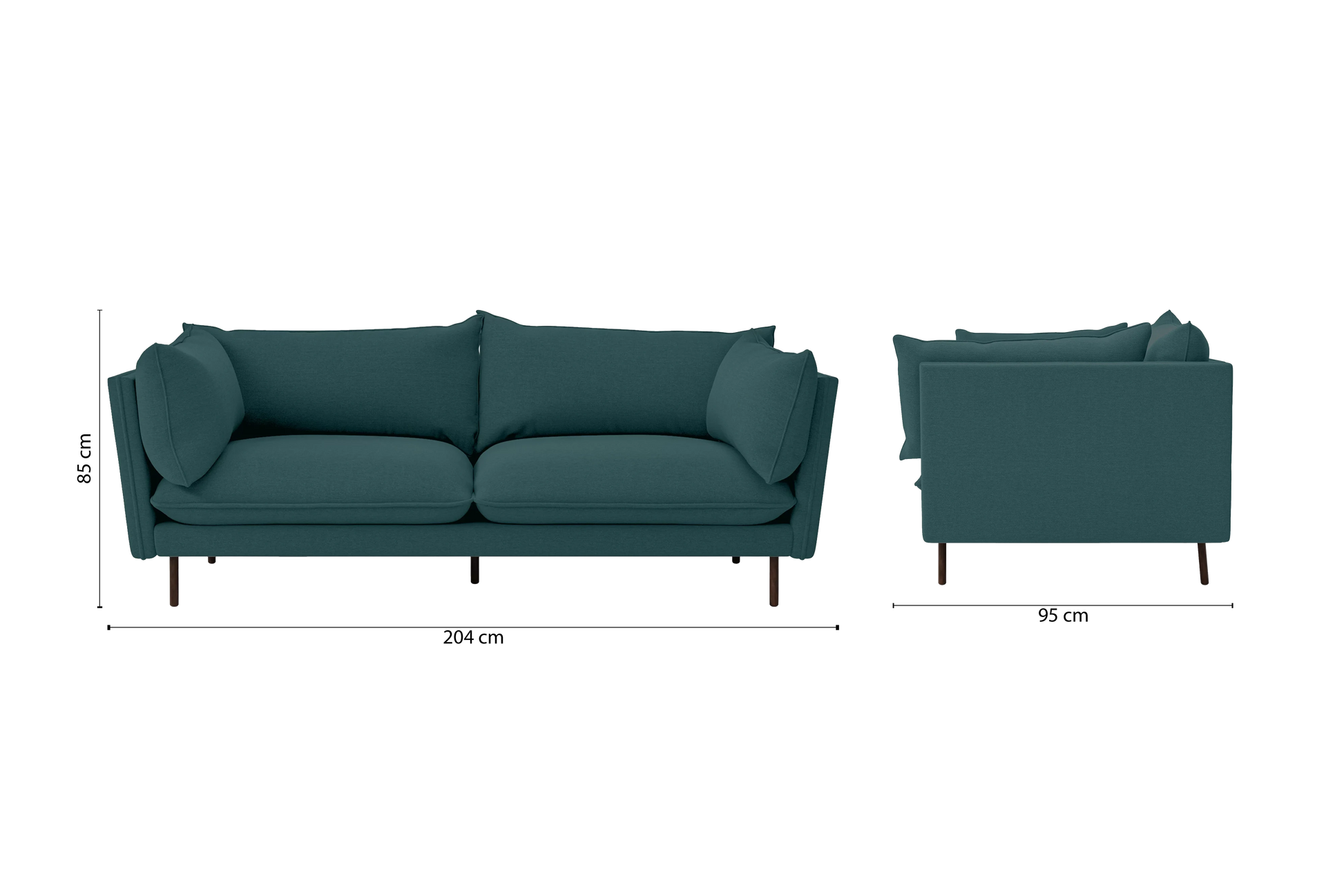 Pistoia 3 Seater Sofa Teal Linen Fabric