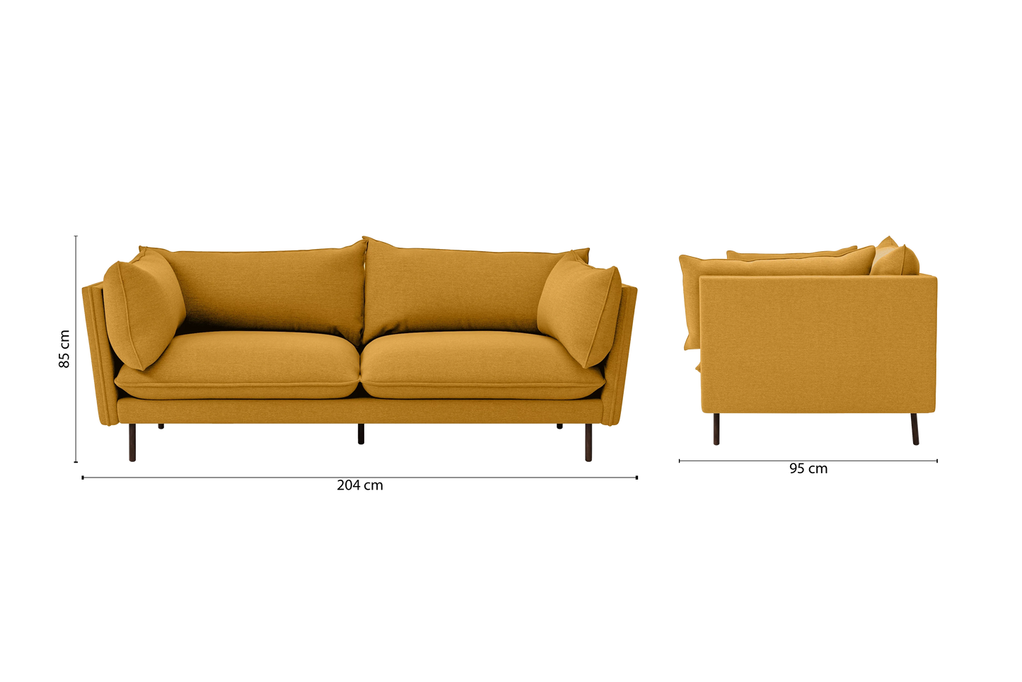 Pistoia 3 Seater Sofa Yellow Linen Fabric