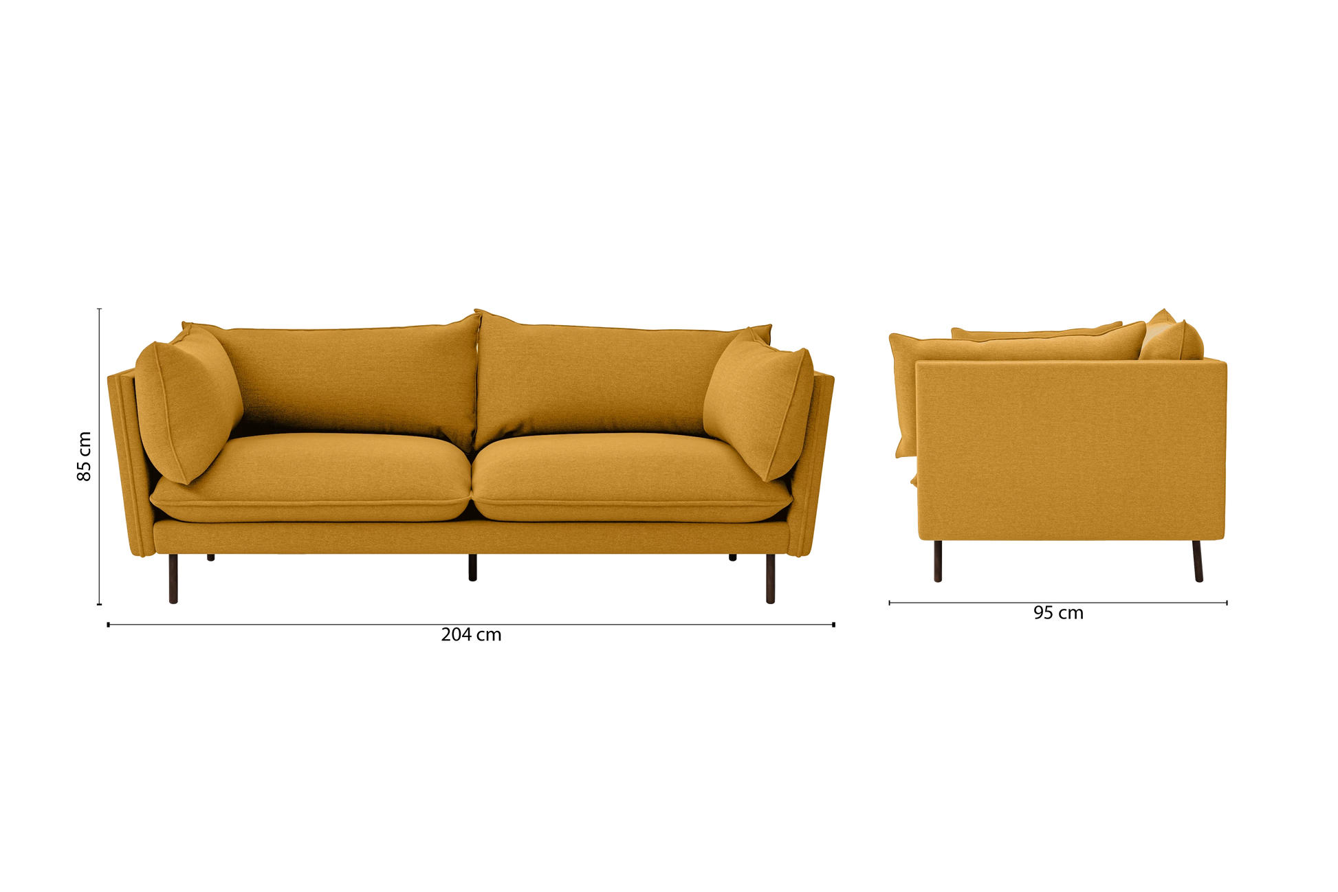 Pistoia 3 Seater Sofa Yellow Linen Fabric