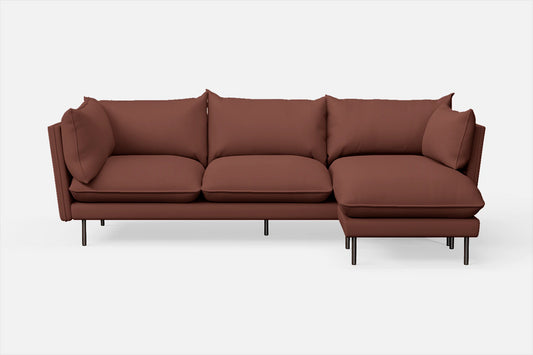 Pistoia 3 Seater Right Hand Facing Chaise Lounge Corner Sofa Mauve Leather