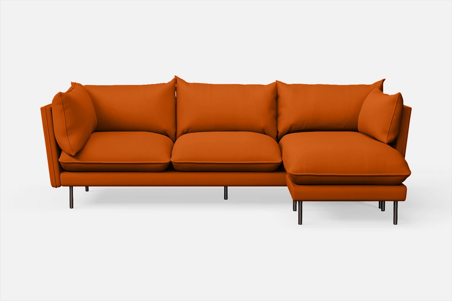 Pistoia 3 Seater Right Hand Facing Chaise Lounge Corner Sofa Orange Leather