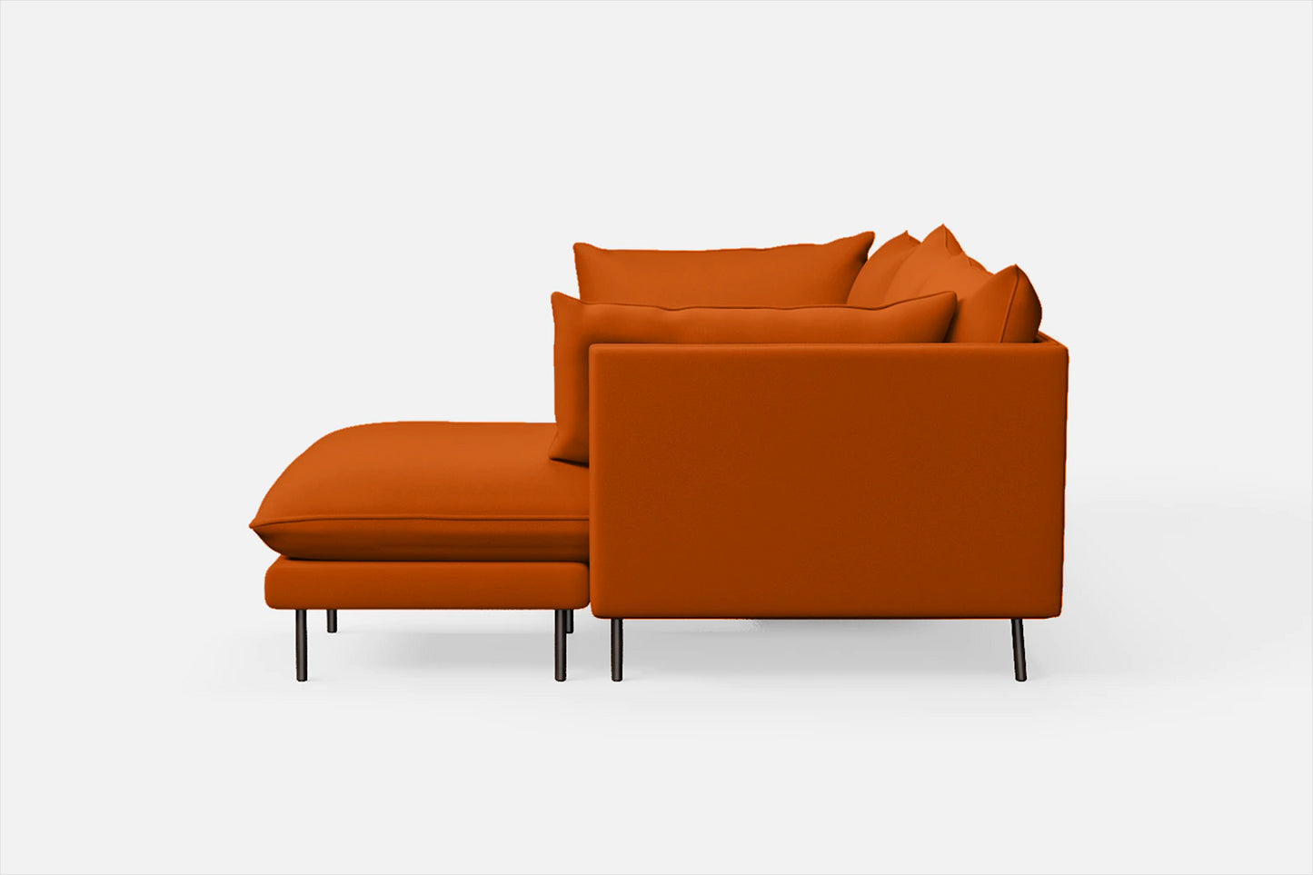 Pistoia 3 Seater Right Hand Facing Chaise Lounge Corner Sofa Orange Leather