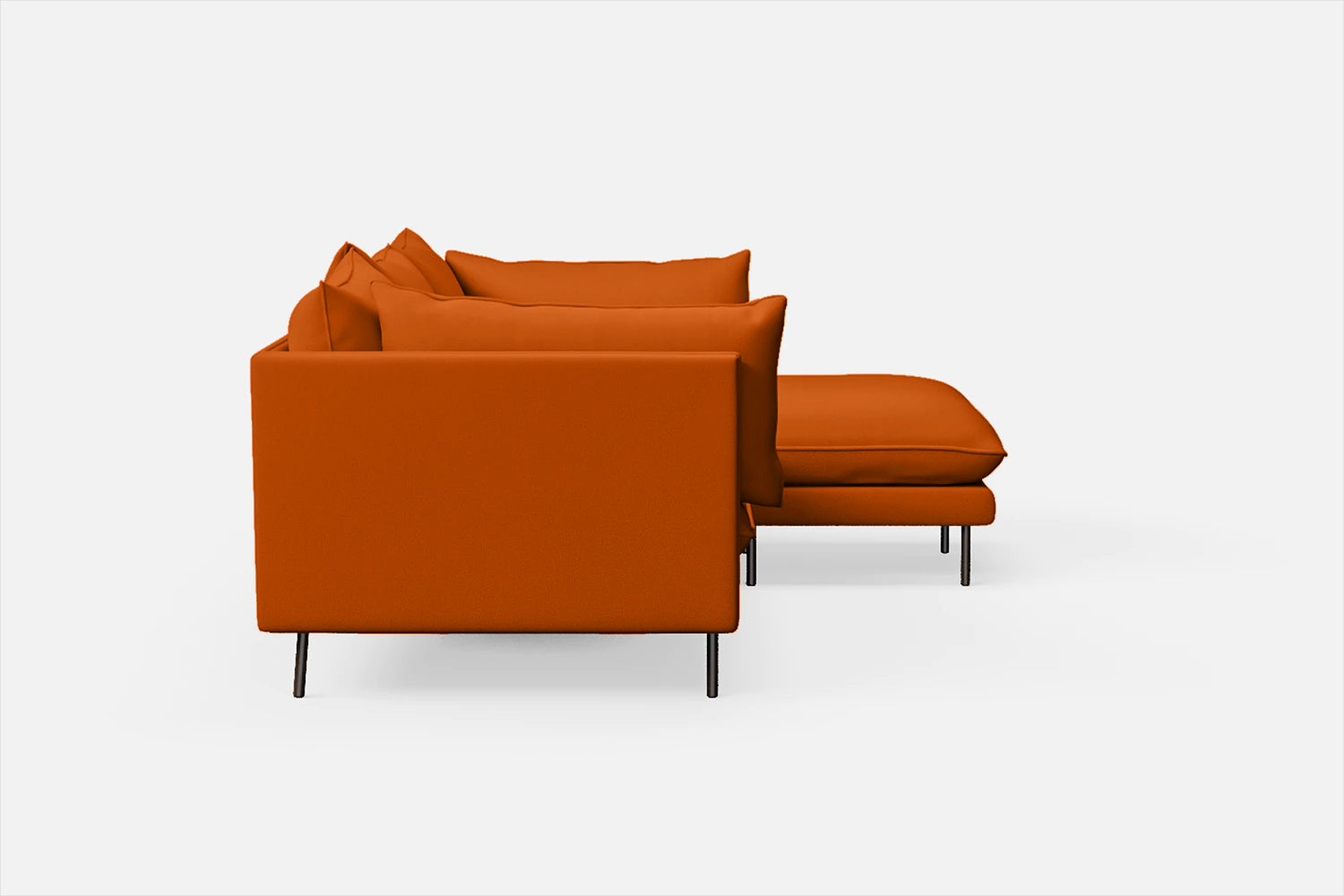 Pistoia 3 Seater Right Hand Facing Chaise Lounge Corner Sofa Orange Leather