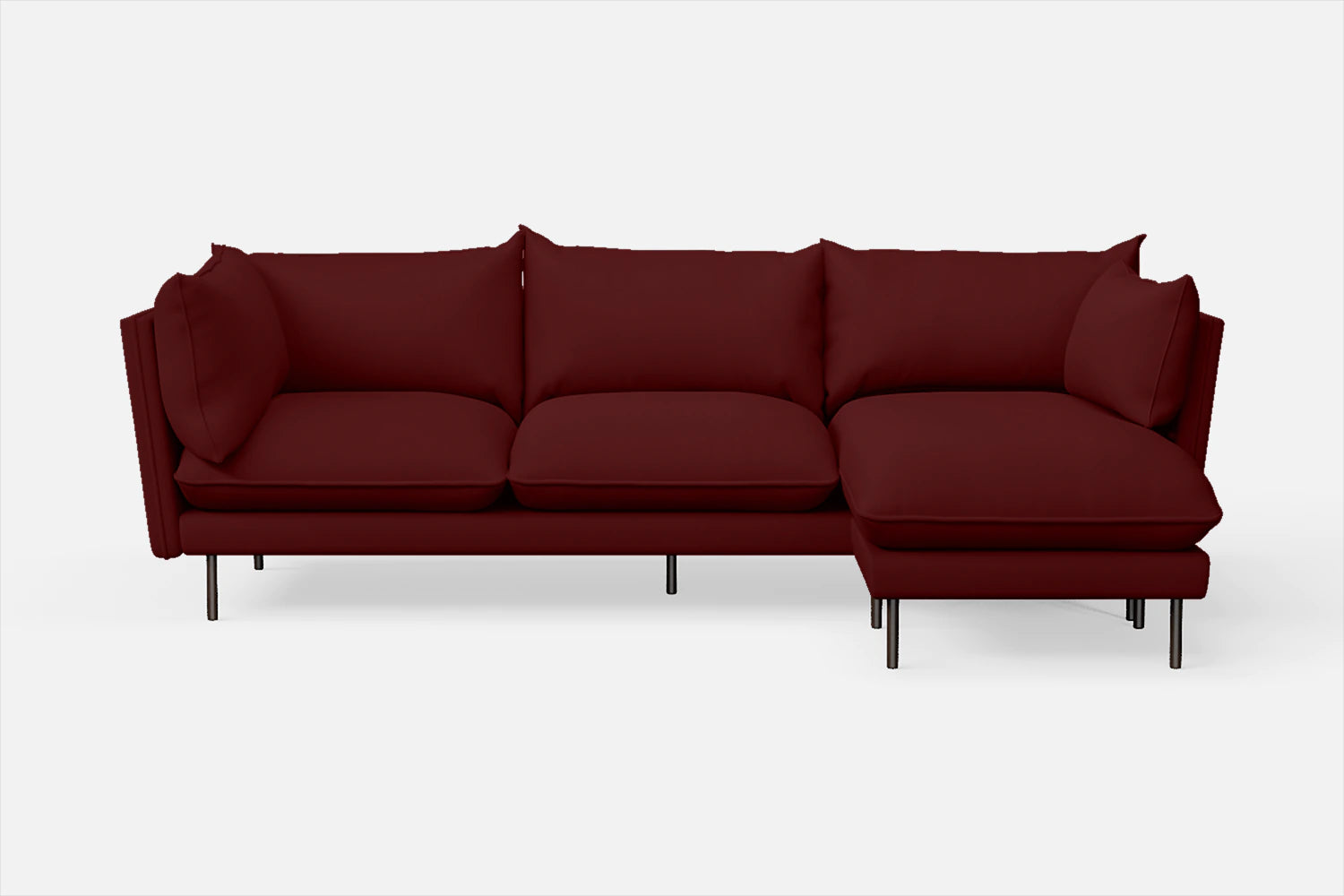 Pistoia 3 Seater Right Hand Facing Chaise Lounge Corner Sofa Red Leather