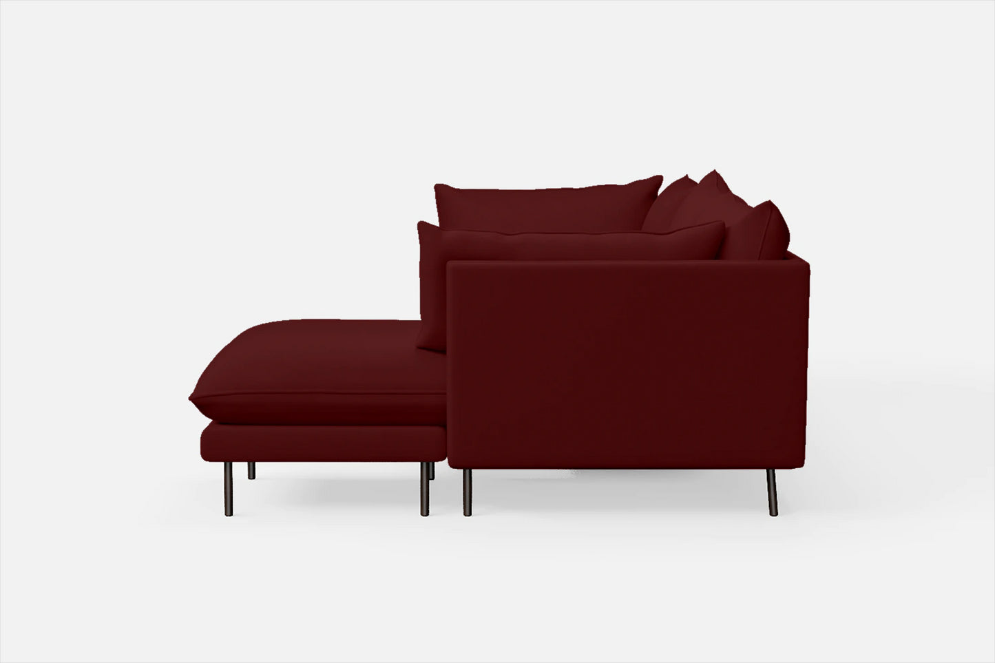 Pistoia 3 Seater Right Hand Facing Chaise Lounge Corner Sofa Red Leather